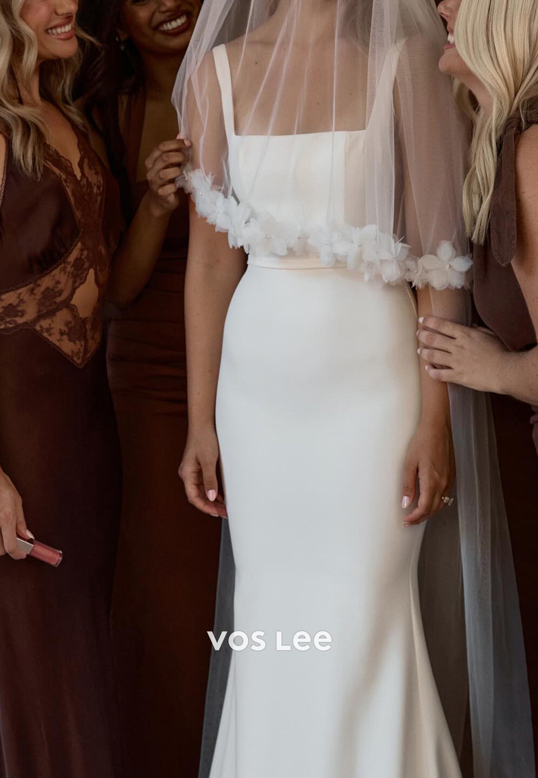 Glamorous & Dramatic Square Beach Mermaid Wedding Dresses with Sweep Train