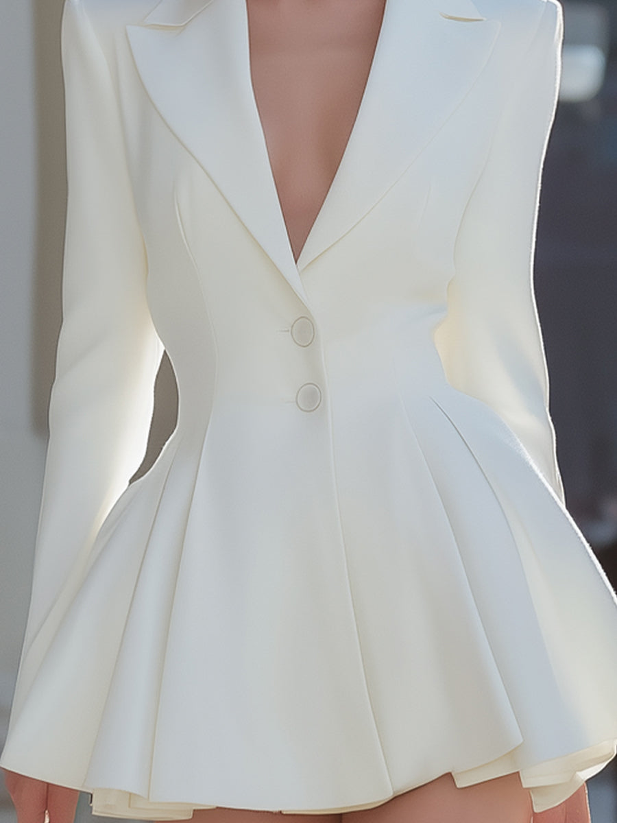 Legant White Tuxedo - Style Mini Dress