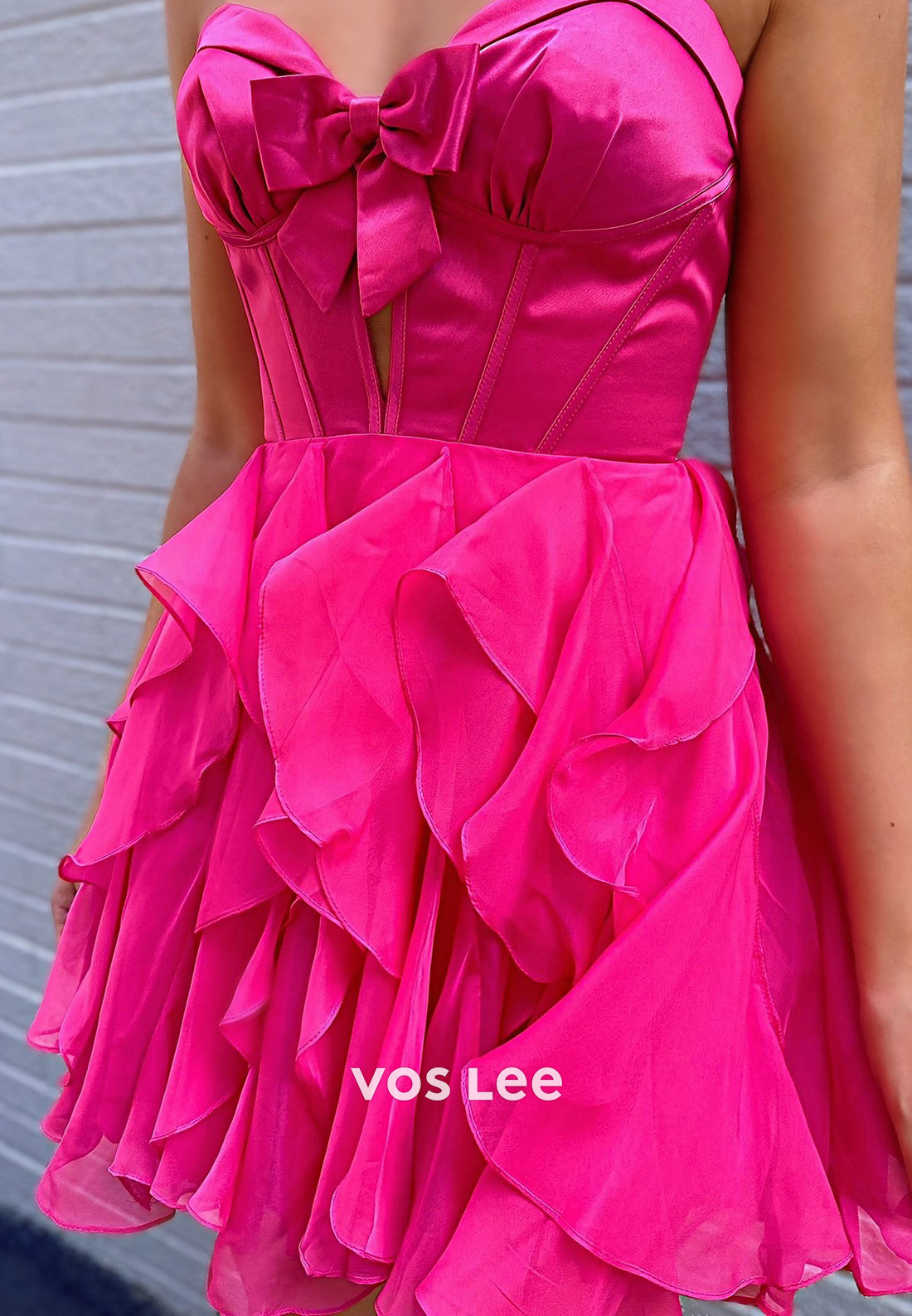 A-Line Strapless Sweetheart Pleated Bowknot Homecoming Dresses