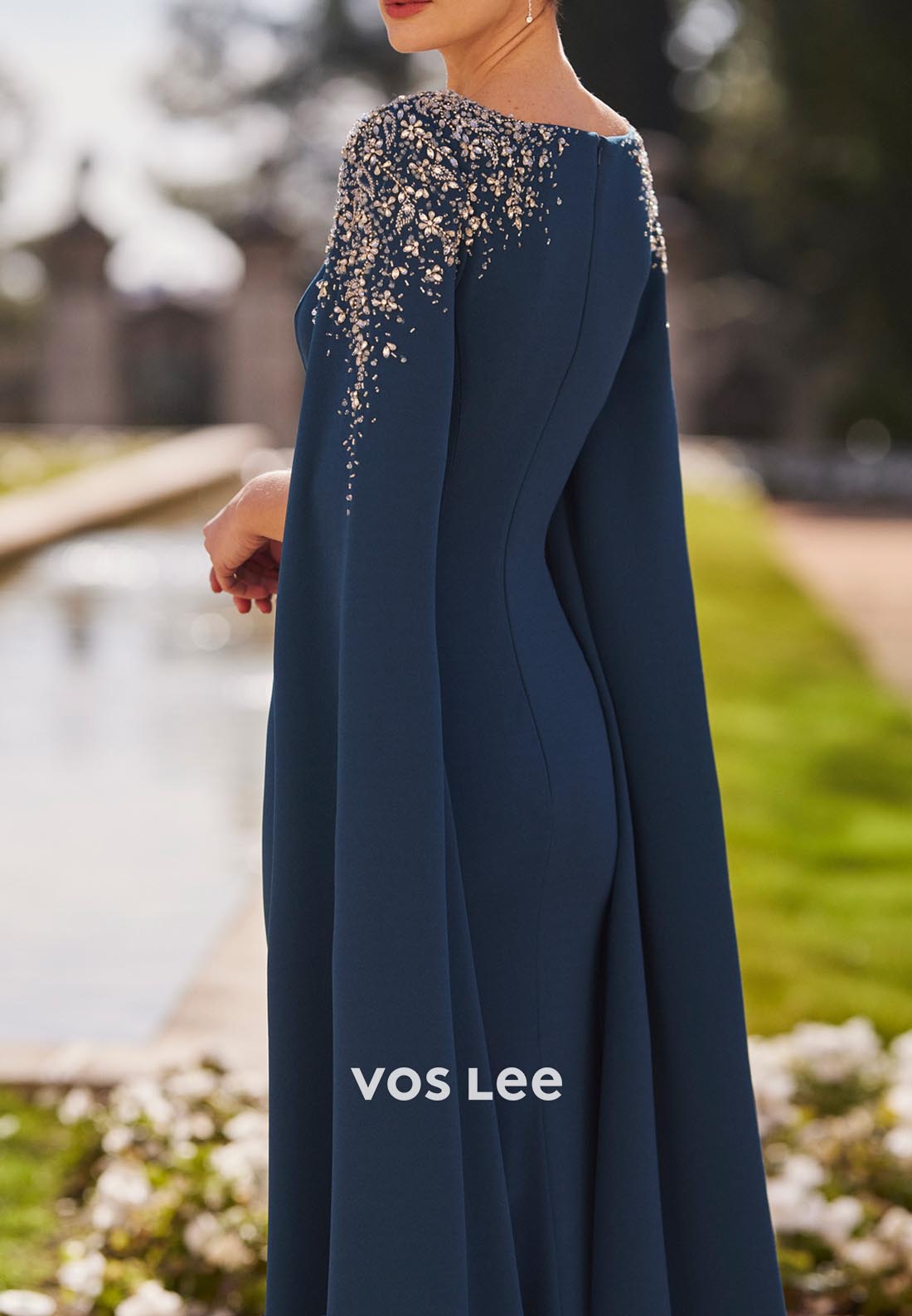 Sparkle & Shine Long Sleeve Scoop Rhinestone Floor-Length Mermaid Mother of Bride Dresses