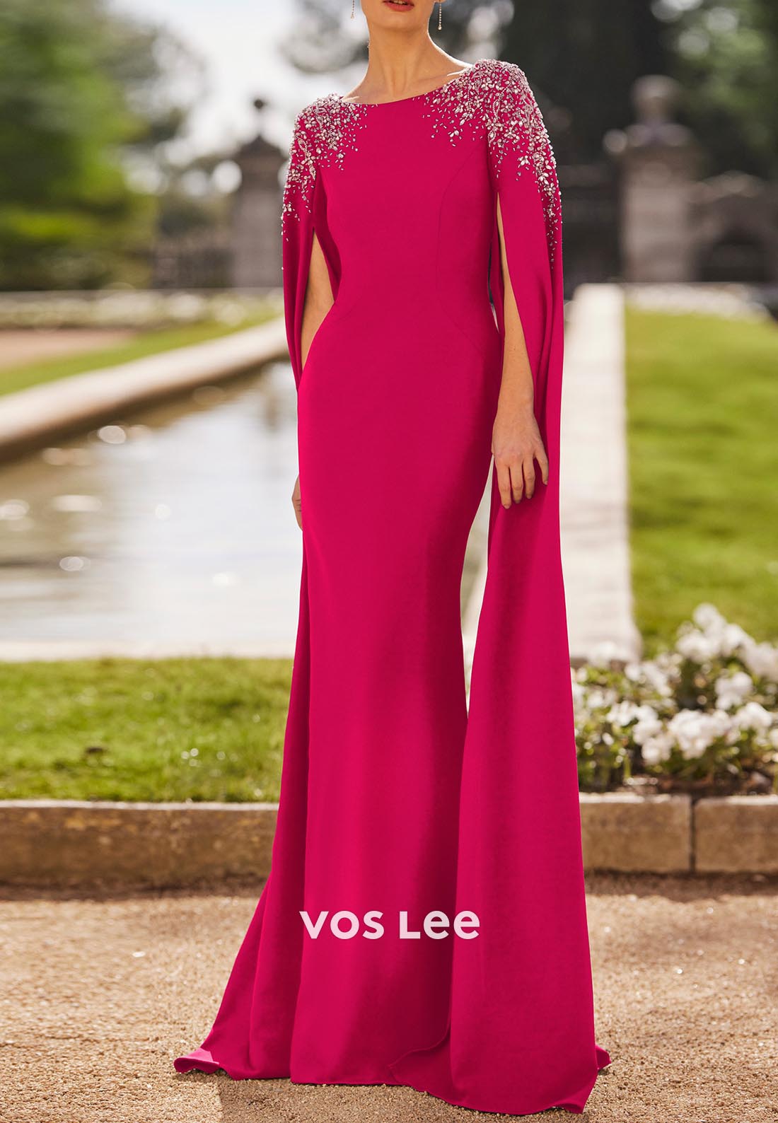 Sparkle & Shine Long Sleeve Scoop Rhinestone Floor-Length Mermaid Mother of Bride Dresses