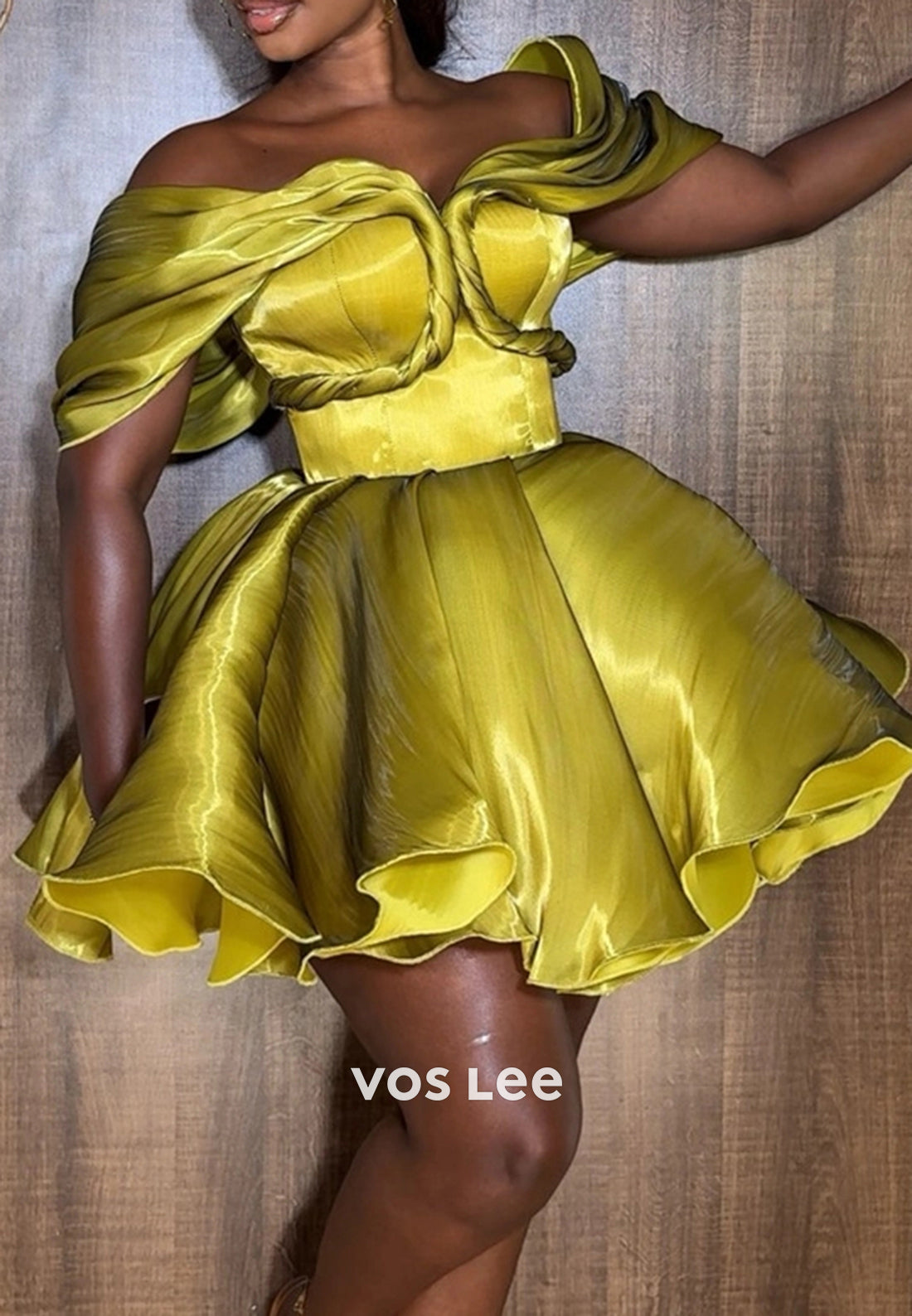 A-Line Off the Shoulder Pleated Short Homecoming Dresses