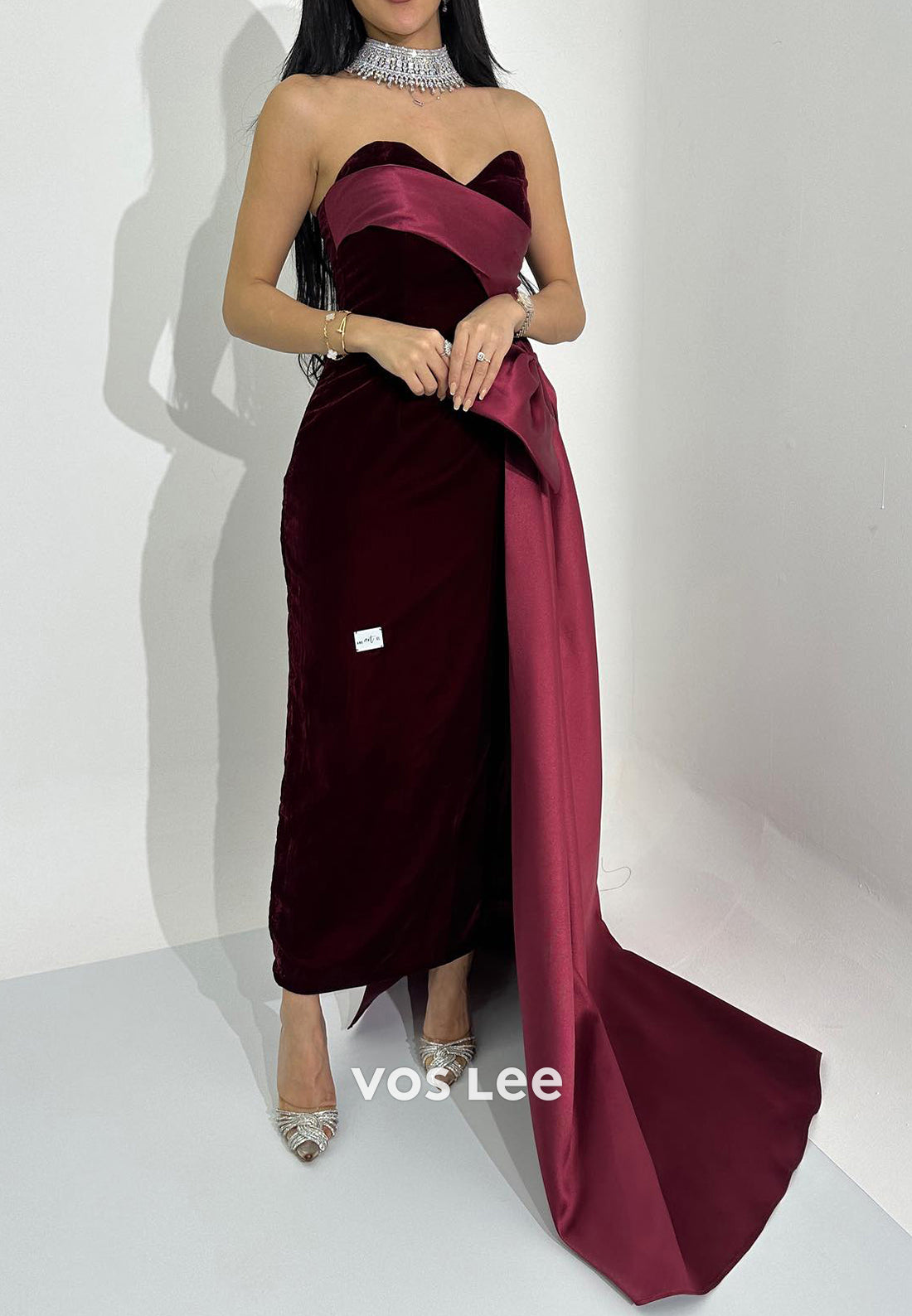Strapless Sweetheart Bowknot Mermaid Evening Dresses with Sweep Train