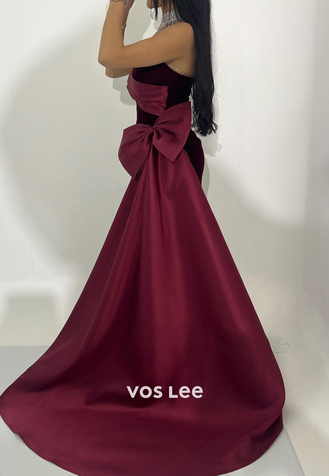 Strapless Sweetheart Bowknot Mermaid Evening Dresses with Sweep Train