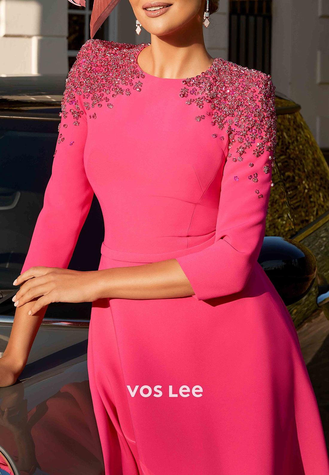 A-Line Scoop Beaded Long Sleeve Mother of Bride Dresses