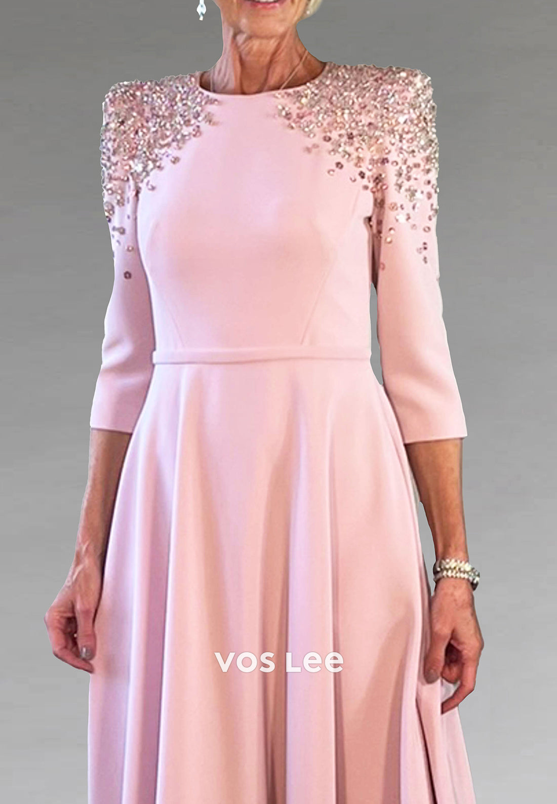 A-Line Scoop Beaded Long Sleeve Mother of Bride Dresses