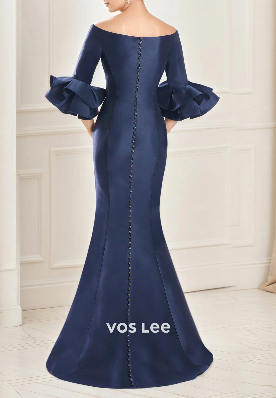 Chic & Modern Half Sleeves Off the Shoulder Ruched Trumpet Mother of Bride Dresses