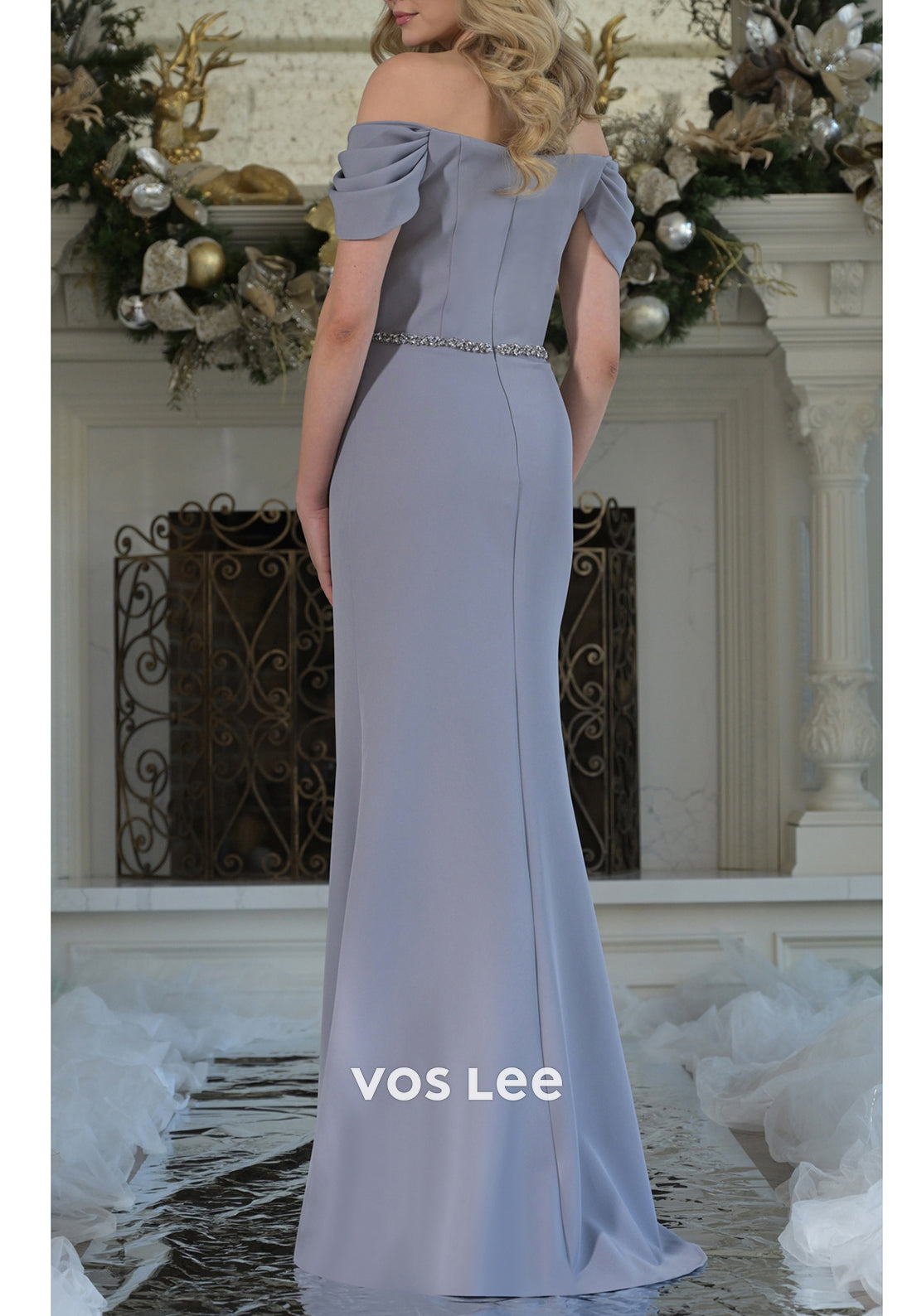 Simple Off the Shoulder Pleated Long Mermaid Mother of Bride Dresses