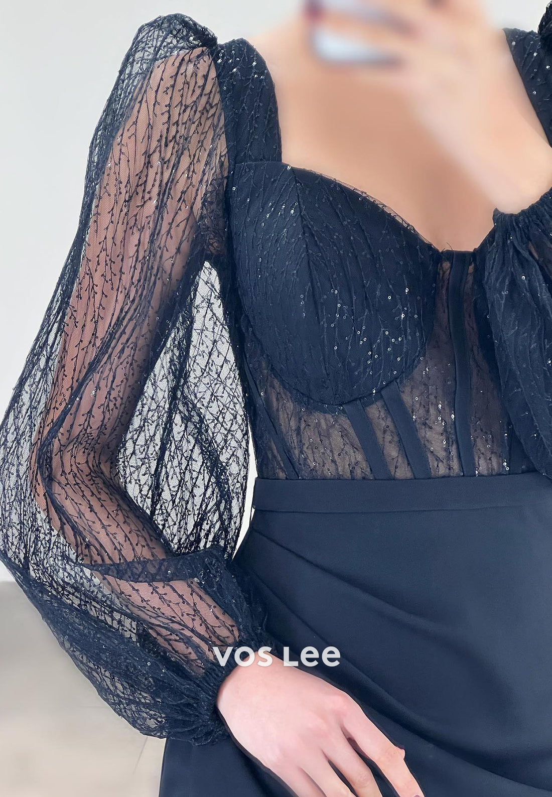 Elegant & Luxurious Long Sleeve Tulle Sweetheart Floor-Length Sheath Evening Dresses