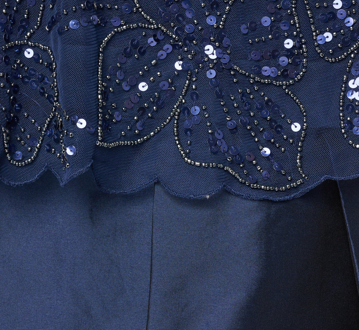 Plus Size Beaded Cape High Low Taffeta Combo Gown In Light Navy