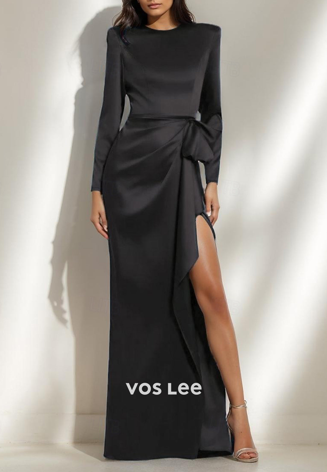 Couture & Classic Scoop Long Sleeve Sheath Evening Dresses with Side Split