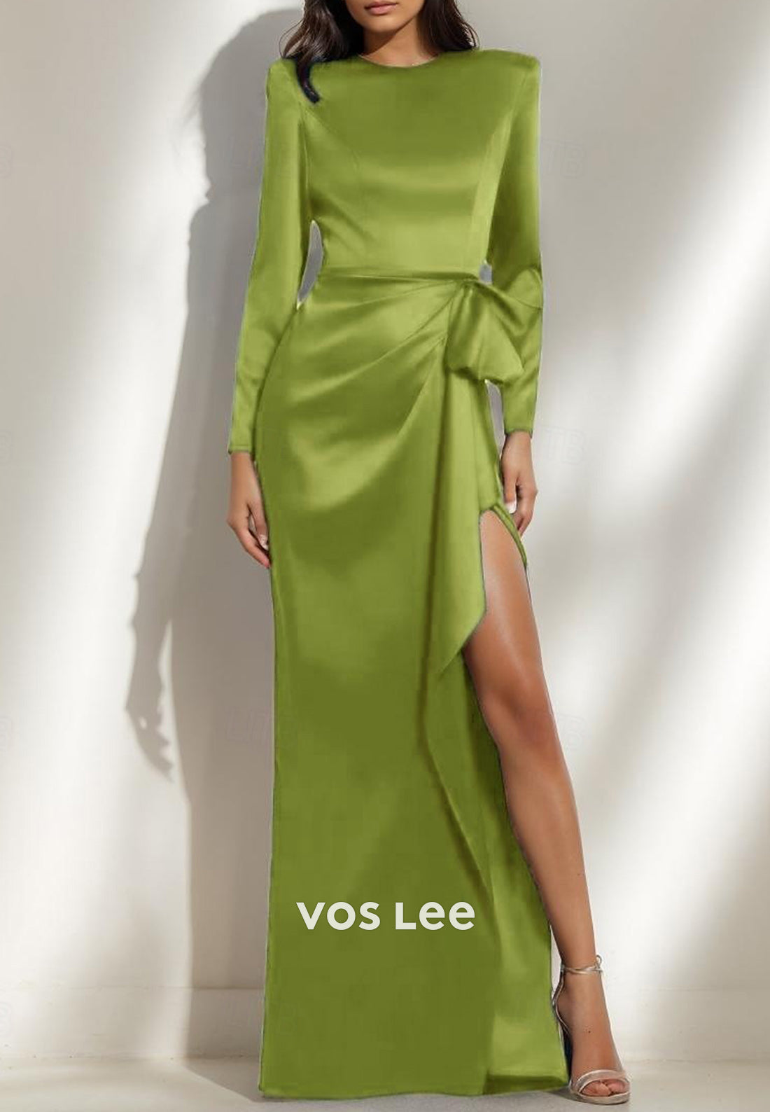 Couture & Classic Scoop Long Sleeve Sheath Evening Dresses with Side Split