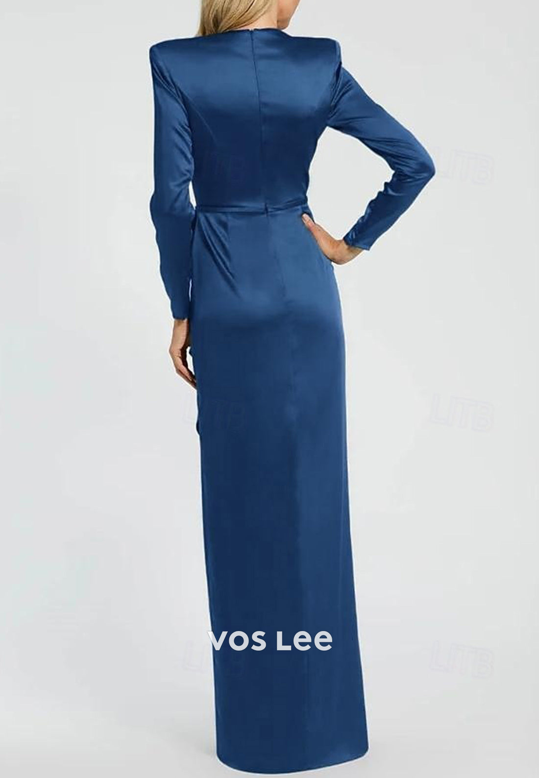 Couture & Classic Scoop Long Sleeve Sheath Evening Dresses with Side Split