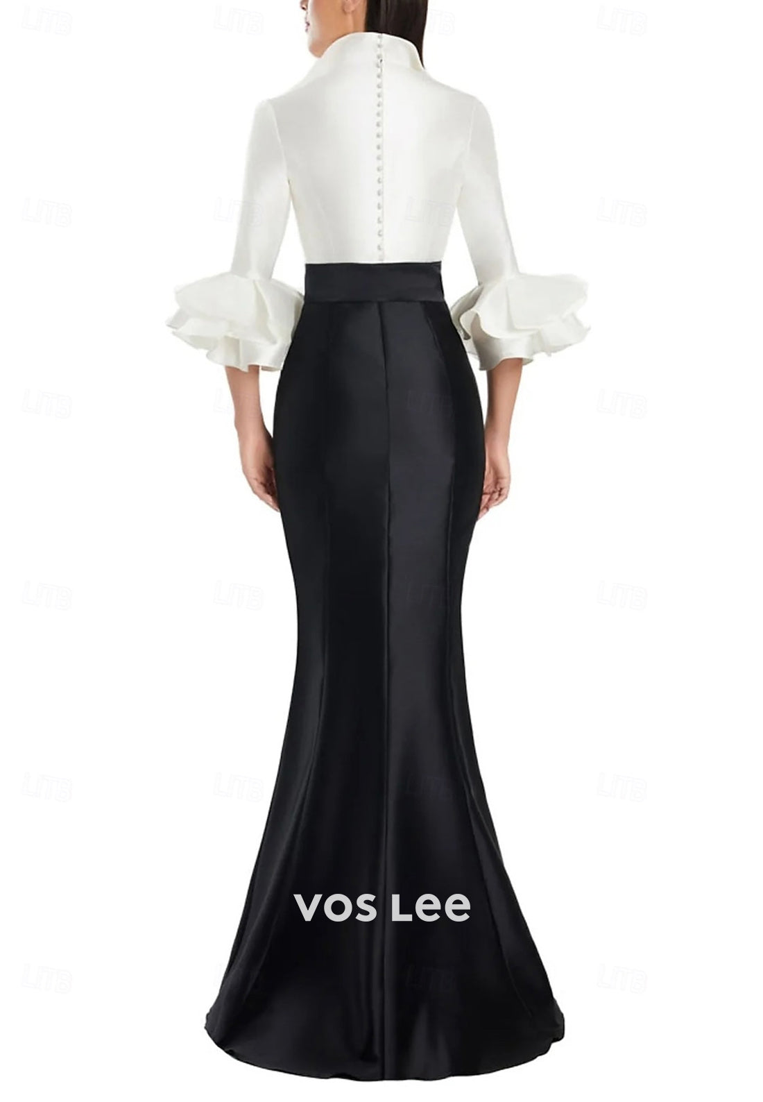 Chic & Modern V Neck Half Sleeve Trumpet Floor-Length Pleated Evening Dresses