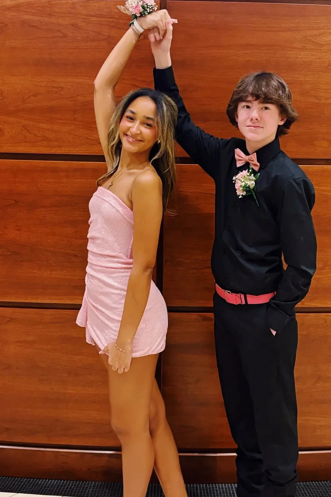 Bling Sheath Strapless Pink Sequins Short Homecoming Dress with Ruffles