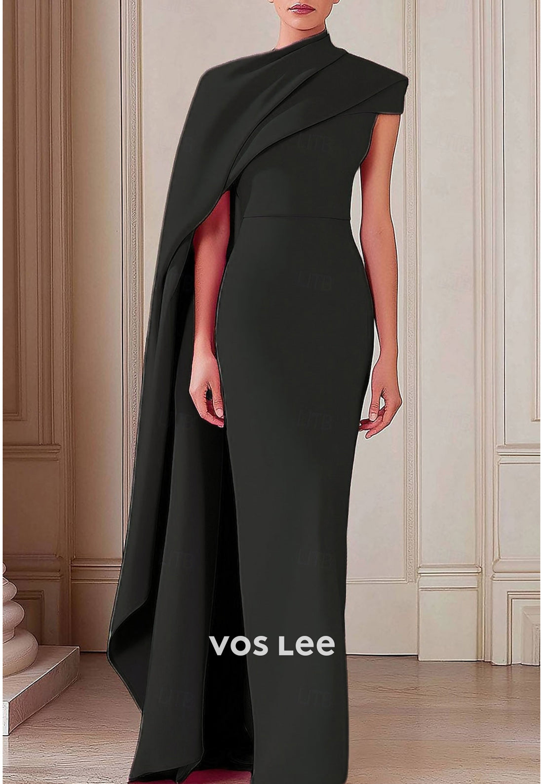 Asymmetrical Neck Sleeveless Floor-Length Ruched Mermaid Evening Dresses