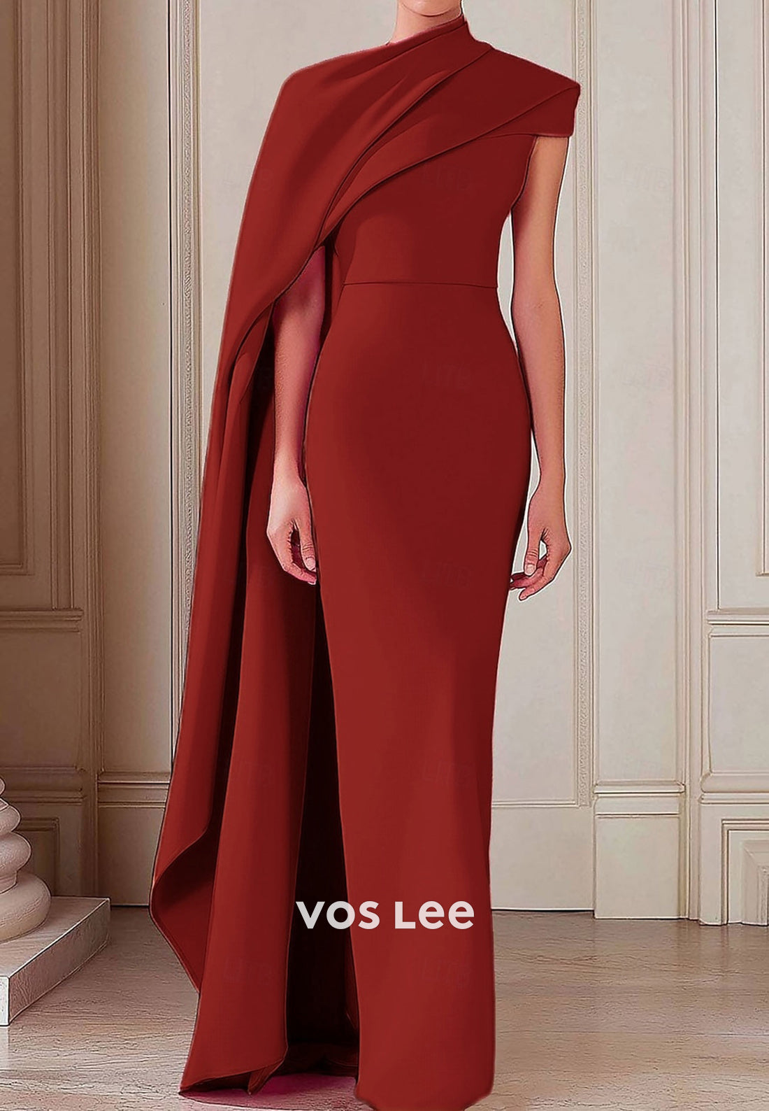 Asymmetrical Neck Sleeveless Floor-Length Ruched Mermaid Evening Dresses