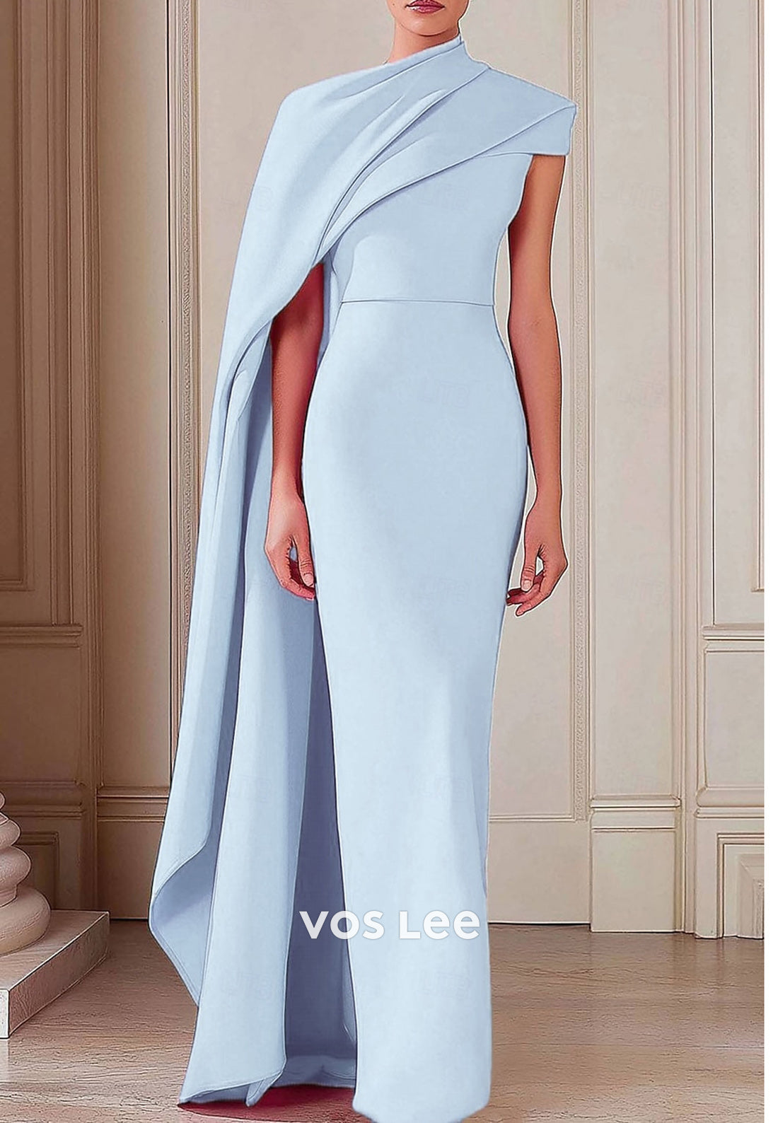 Asymmetrical Neck Sleeveless Floor-Length Ruched Mermaid Evening Dresses