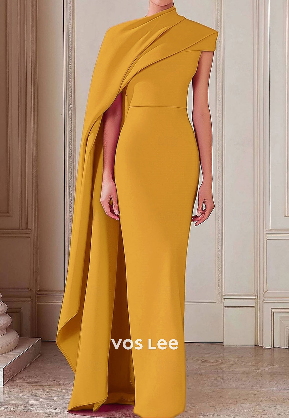 Asymmetrical Neck Sleeveless Floor-Length Ruched Mermaid Evening Dresses
