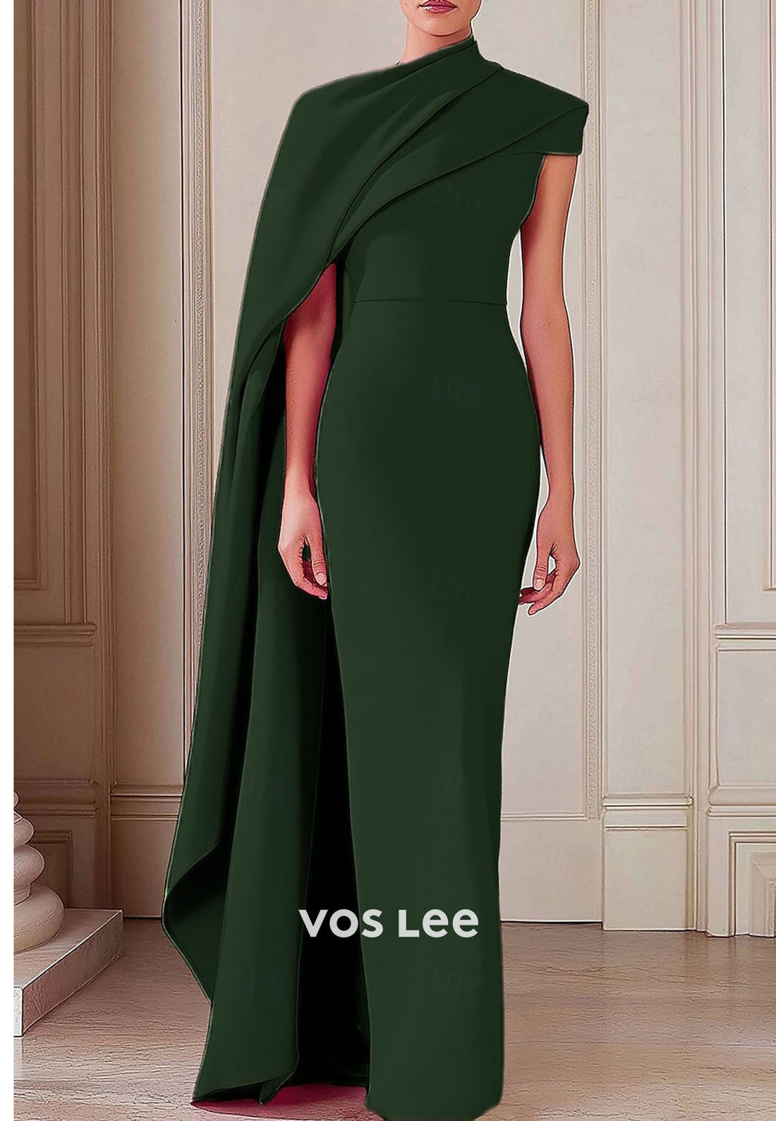 Asymmetrical Neck Sleeveless Floor-Length Ruched Mermaid Evening Dresses