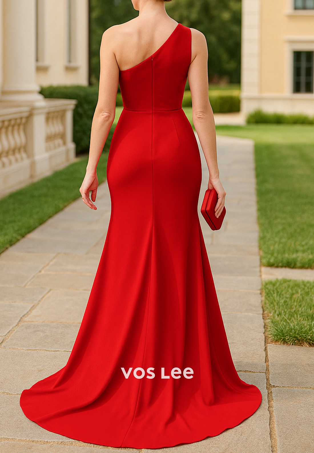 Sexy and Sleek One Shoulder Long Mermaid Mother of Bride Dresses with Sweep Train