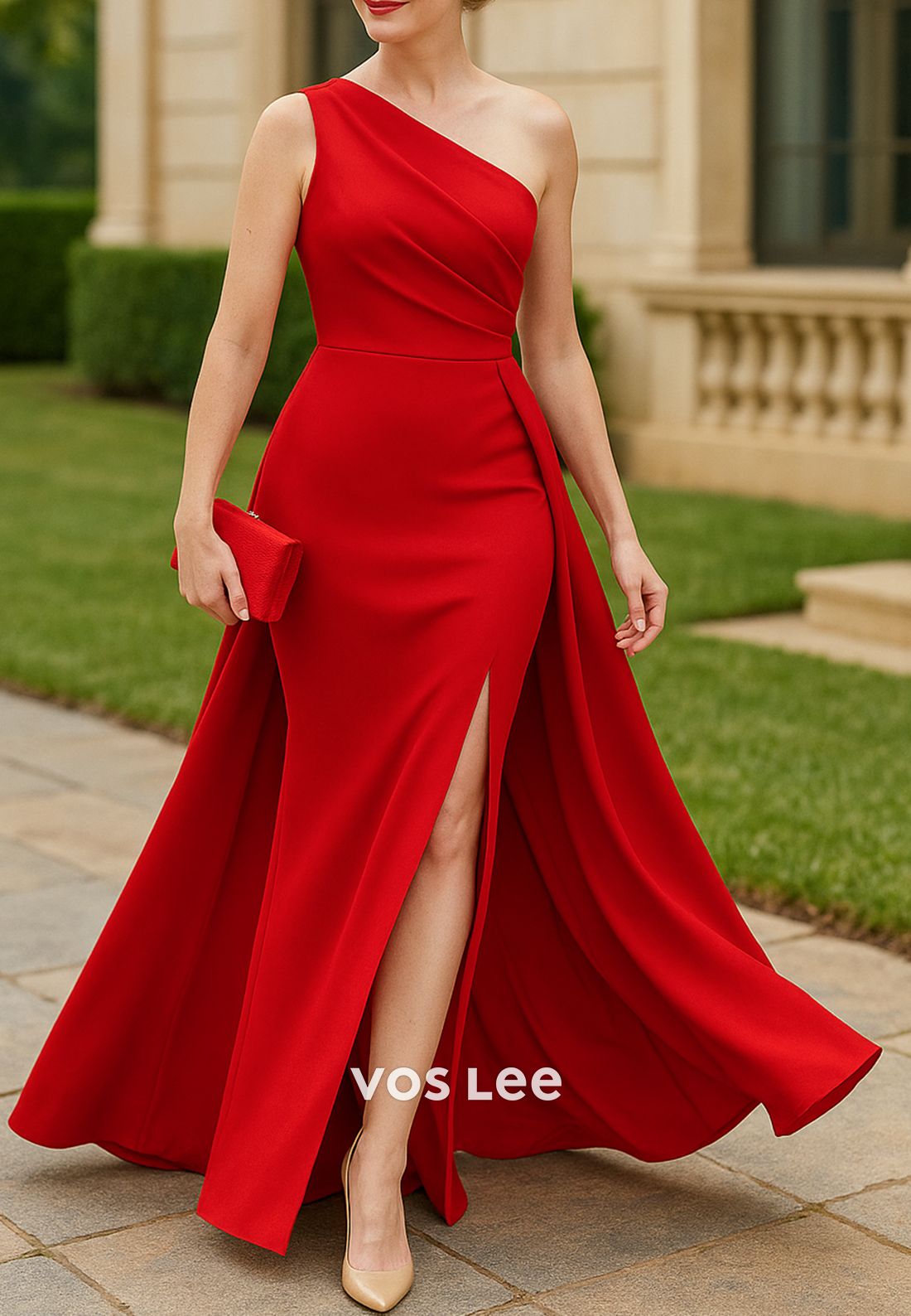 Sexy and Sleek One Shoulder Long Mermaid Mother of Bride Dresses with Sweep Train