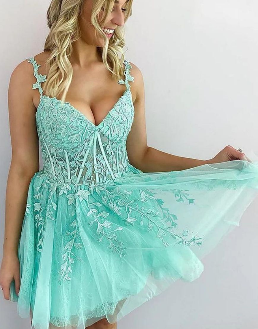 Cute A-Line Zipper Back Homecoming Dress With Appliques