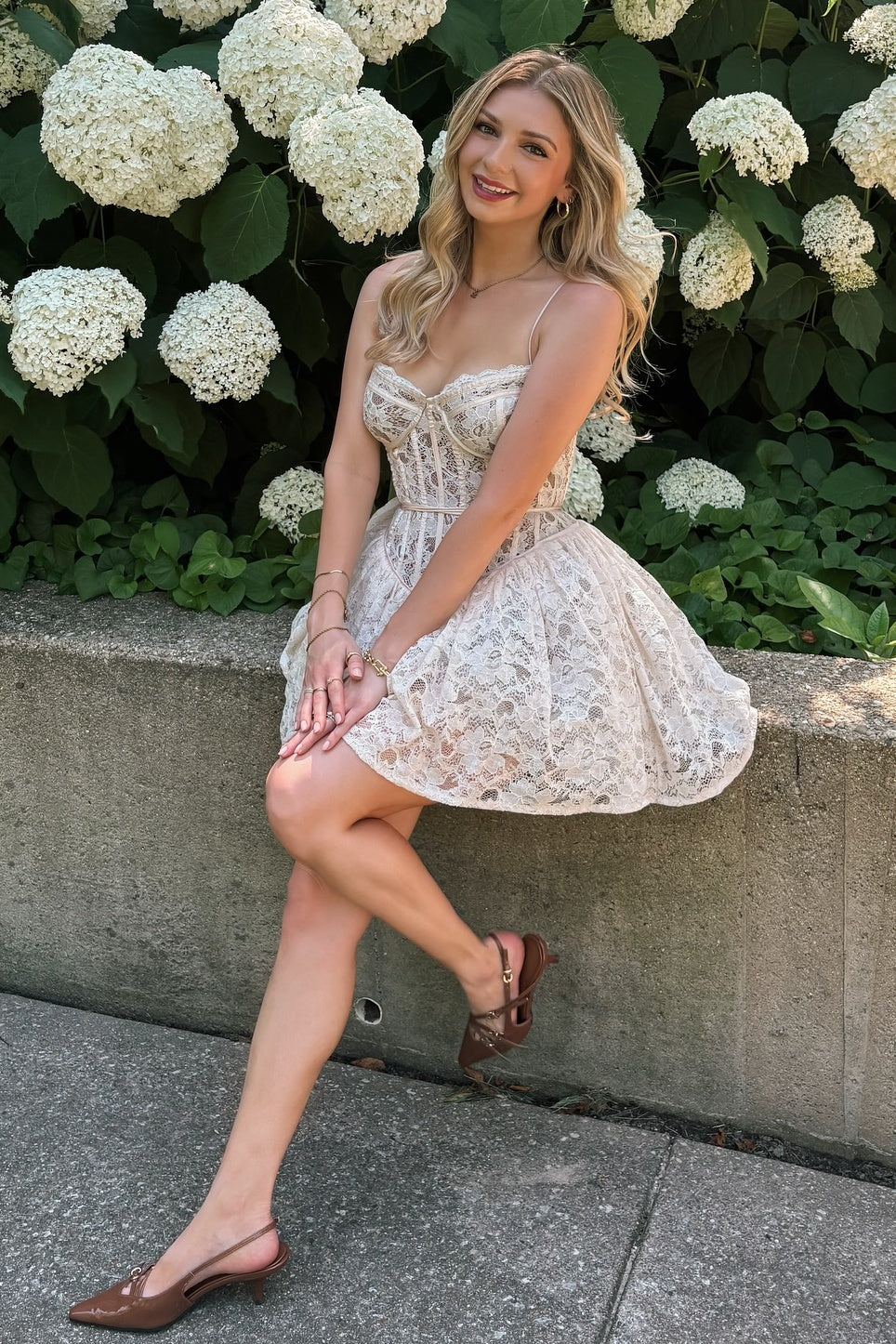 Cute A Line Spaghetti Straps White Lace Short Homecoming Dress with Ruffles