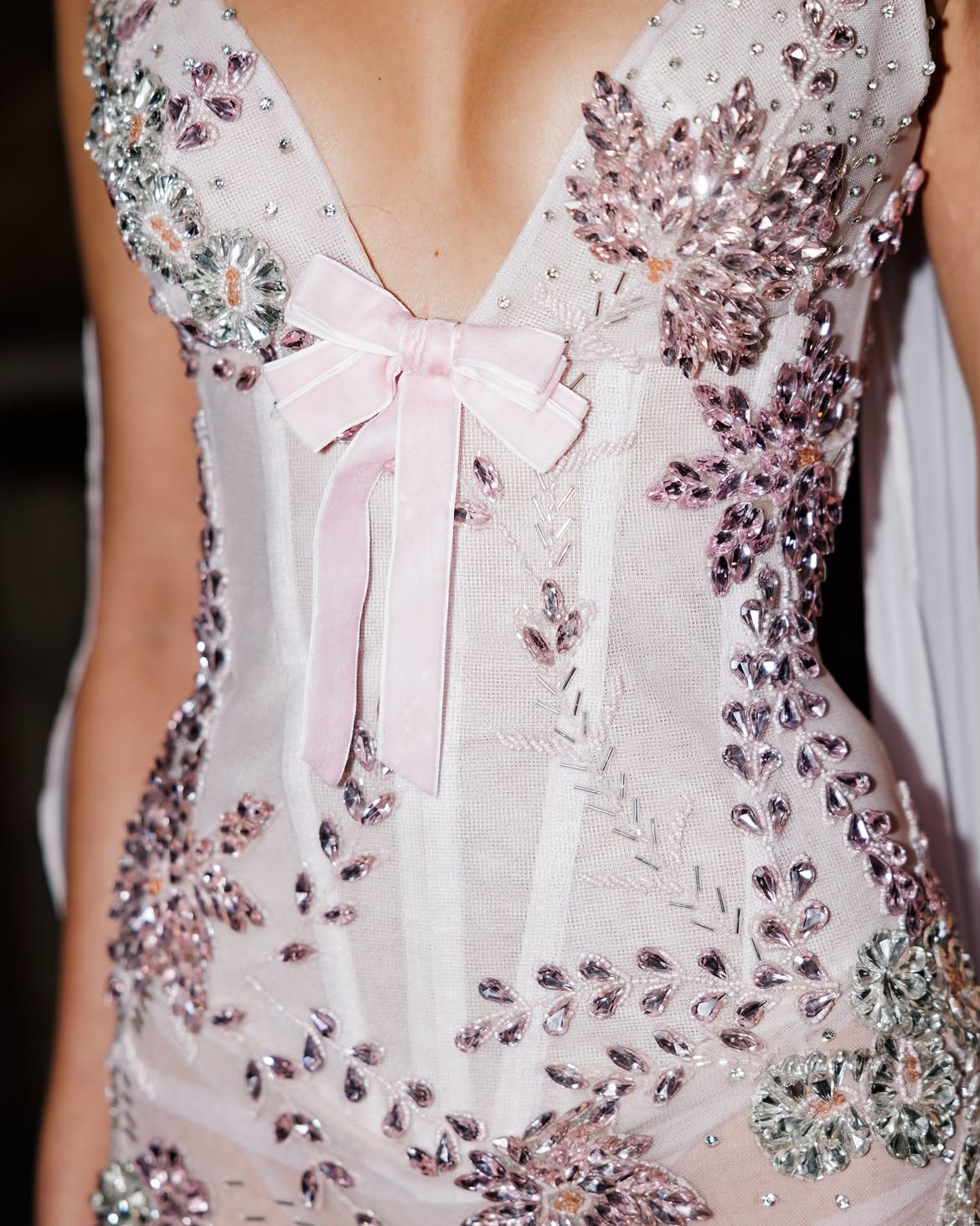 Embellished Corset Cape Gown with Bow Details