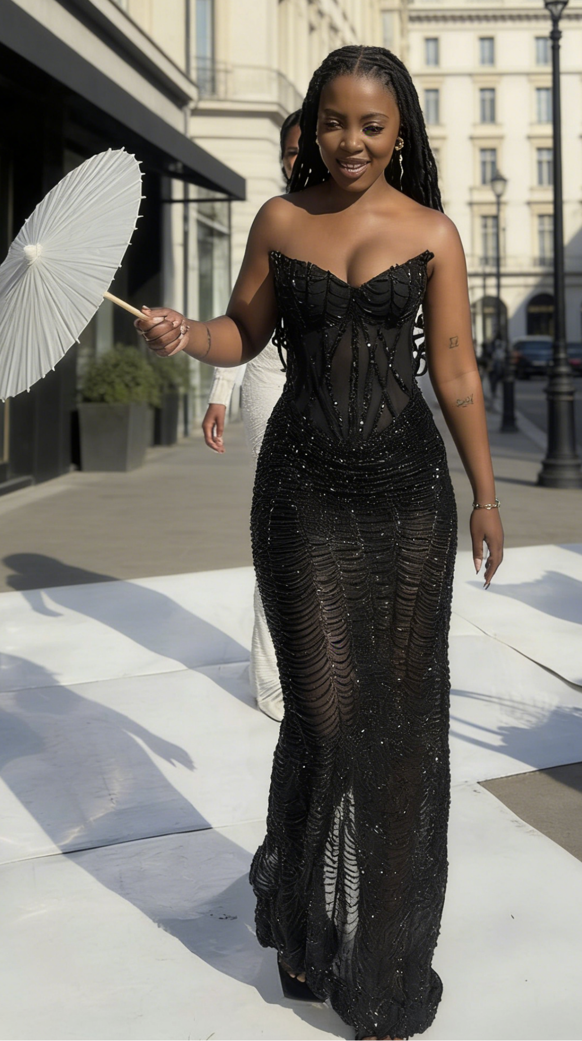 Sexy Black Prom Dresses Tulle Beaded Sheath Long Evening Dress Strapless Birthday Dress