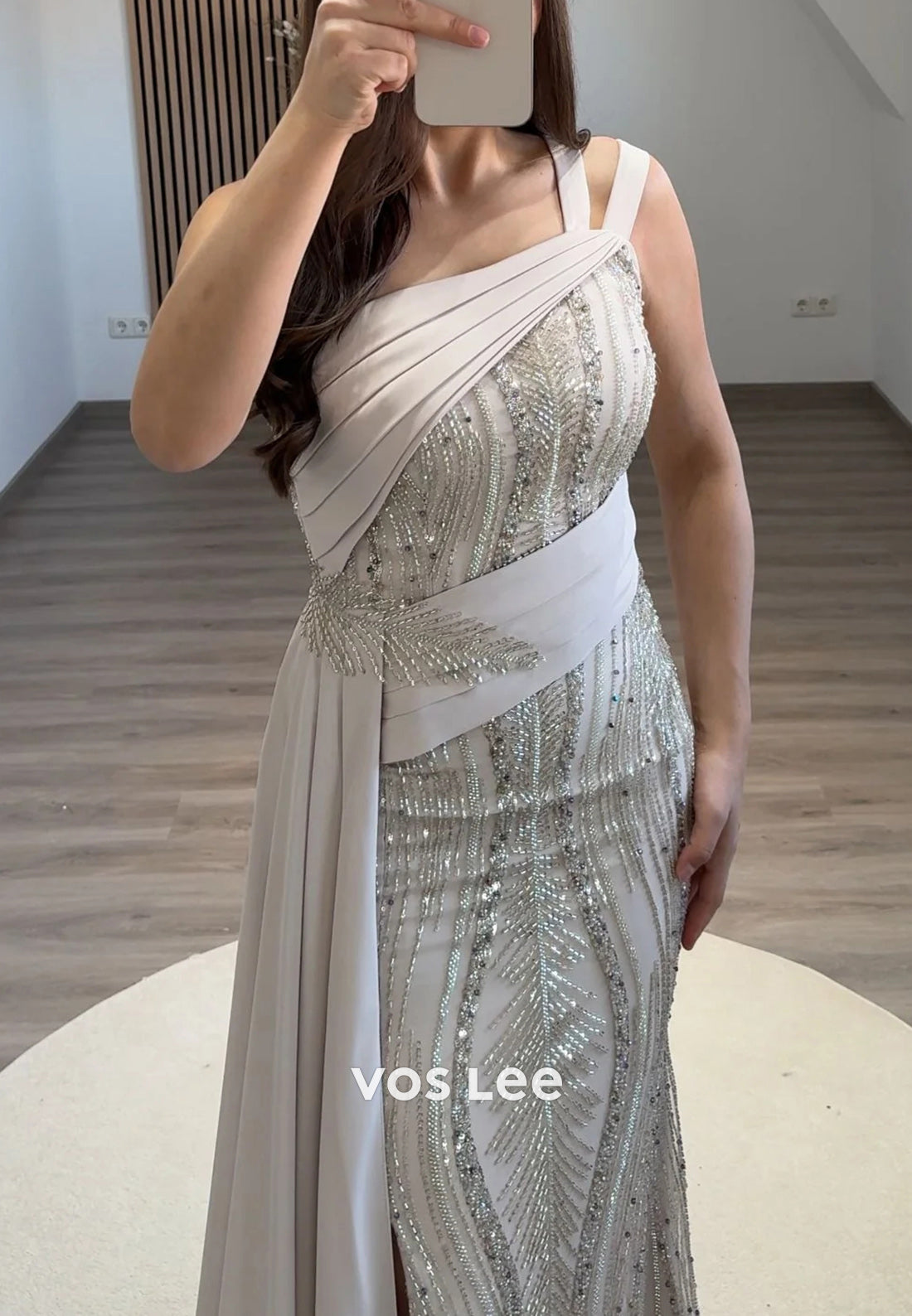 Sparkle & Shine One Shoulder Fully Beaded Mermaid Evening Dresses with Sweep Train