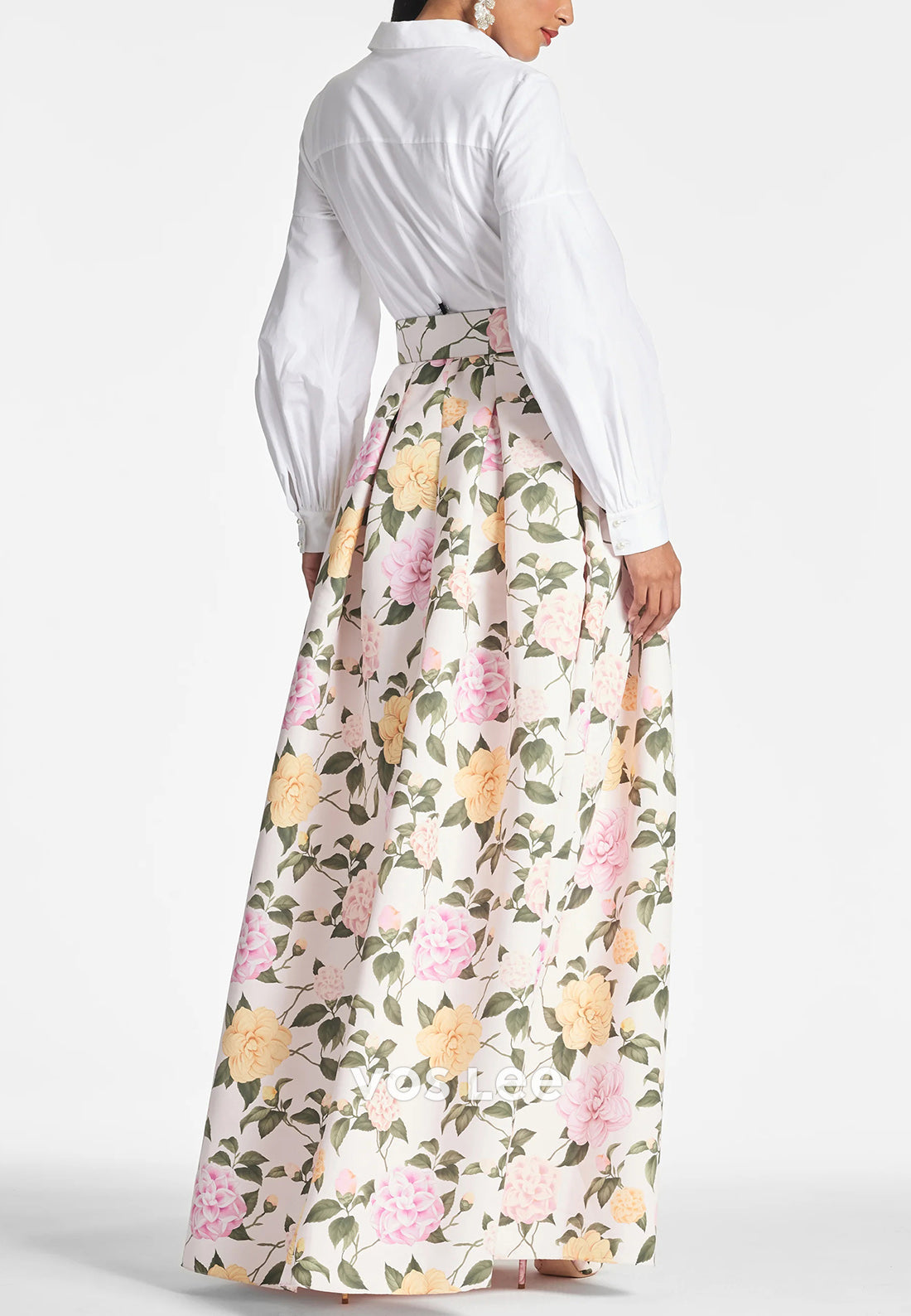 Simple & Classic A-Line Long Sleeve Flowers Pleated Wedding Guest Dresses with Split
