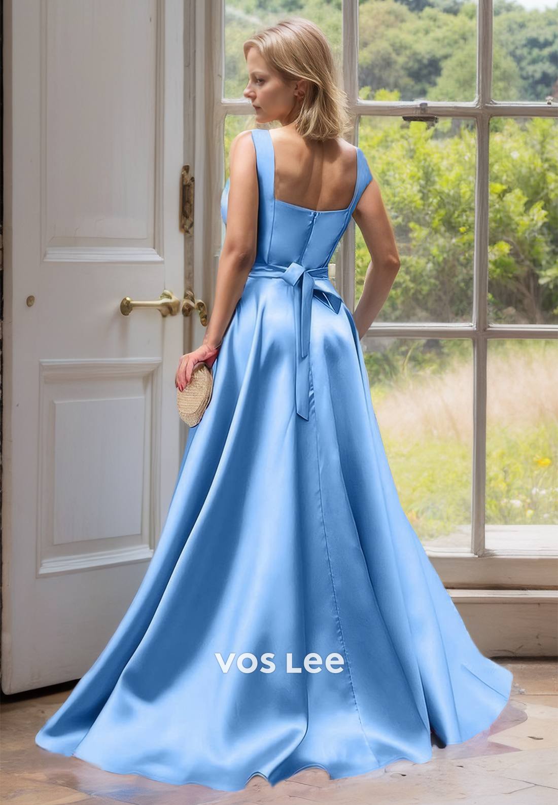 Simple Satin Spaghetti Straps Zipper Back A-Line Mother of the Bride Dresses