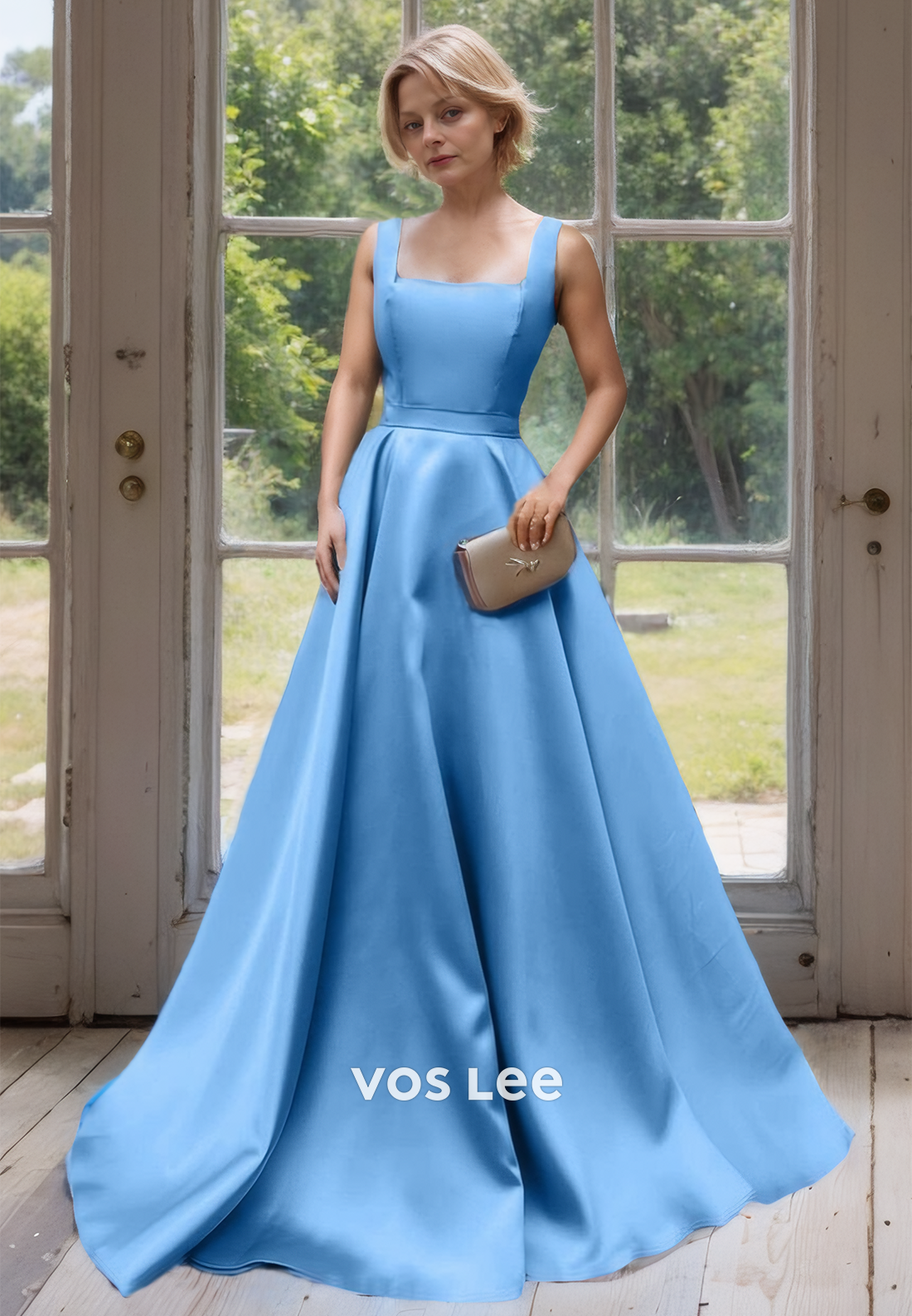 Simple Satin Spaghetti Straps Zipper Back A-Line Mother of the Bride Dresses