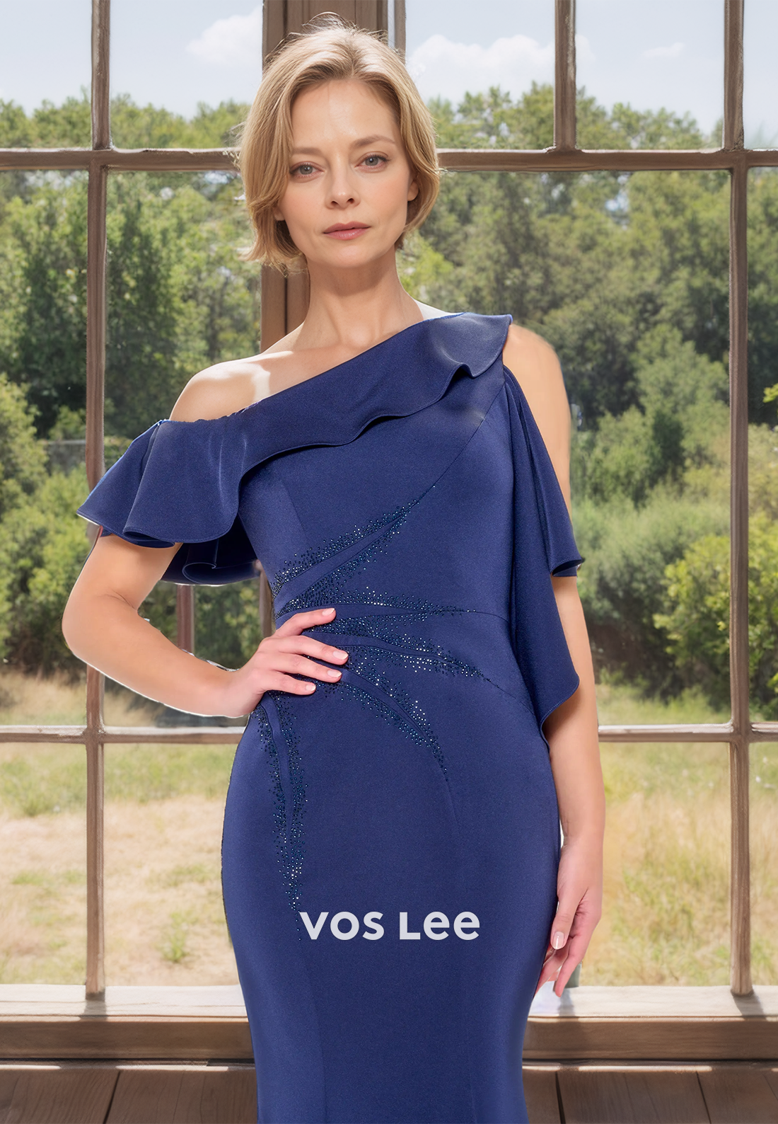 Luxurous Off-Shoulder Beads Floor Length Mother of the Bride Dress Formal Zipper Back Cocktail Dresses
