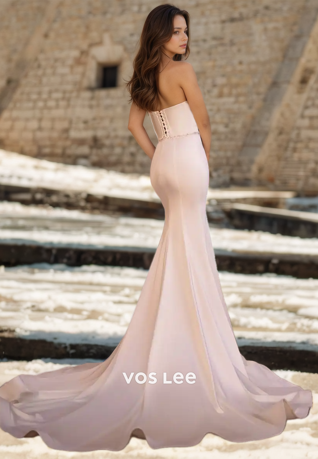 Mermaid Sheath Sweetheart Draped Beaded Elegant Satin Wedding Dress
