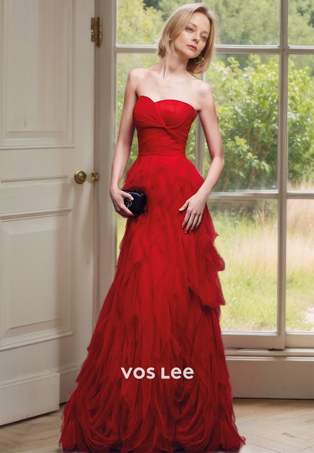 Charming Sweetheart Sleeveless Sweep Train Tiered Tulle Mother of the Bride Dress