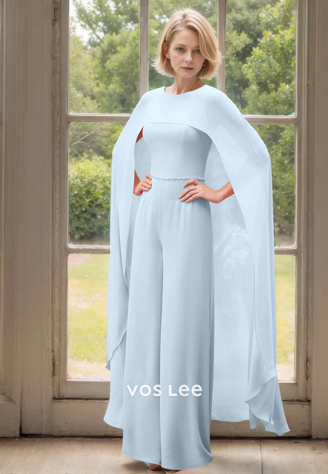 Elegant Column Scoop Neck Sleeveless Floor Length Mother of the Bride Dress