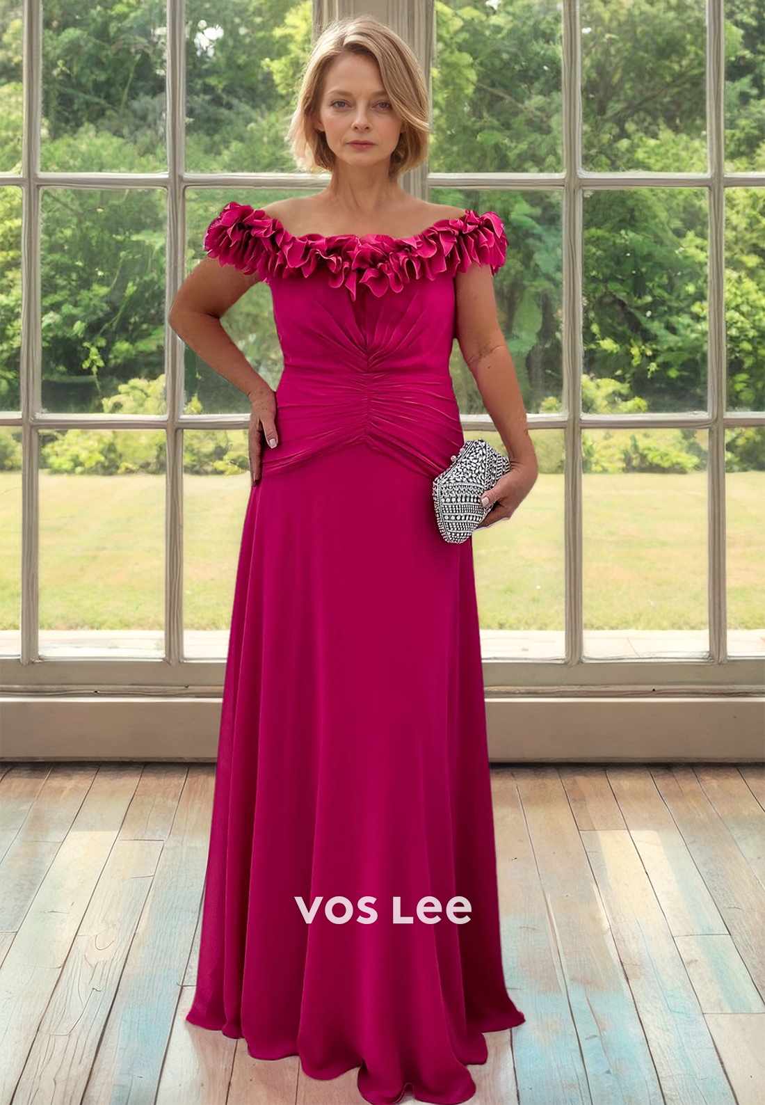 Elegant Column Off Shoulder Sleeveless Sweep Train Mother of the Party Dress