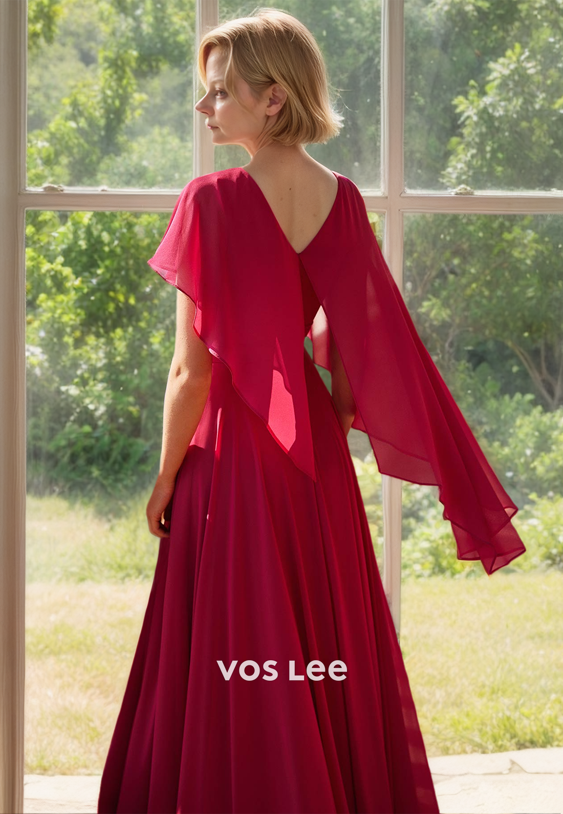 Classy Column Scoop Neck Back Zipper Ruched Sweep Train Mother of the Bride Dress