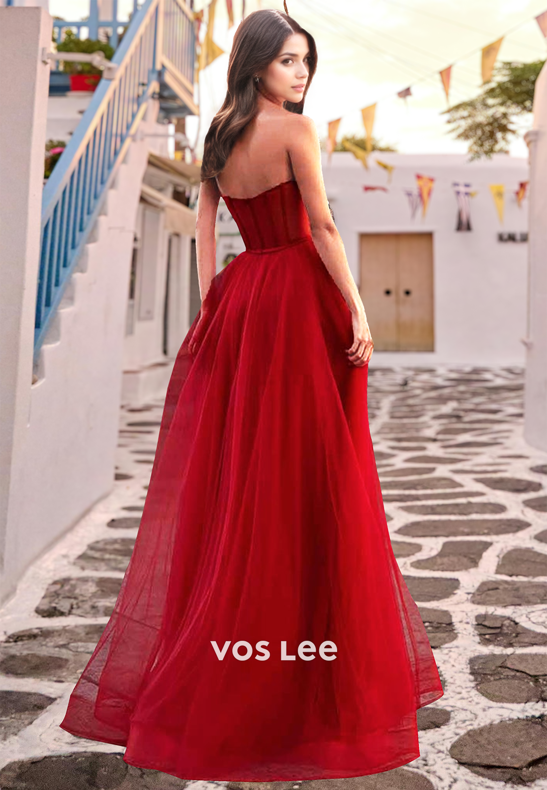 Charming A-Line Sweetheart Back Zipper Pleated Sweep Train Prom Formal Dress with Split
