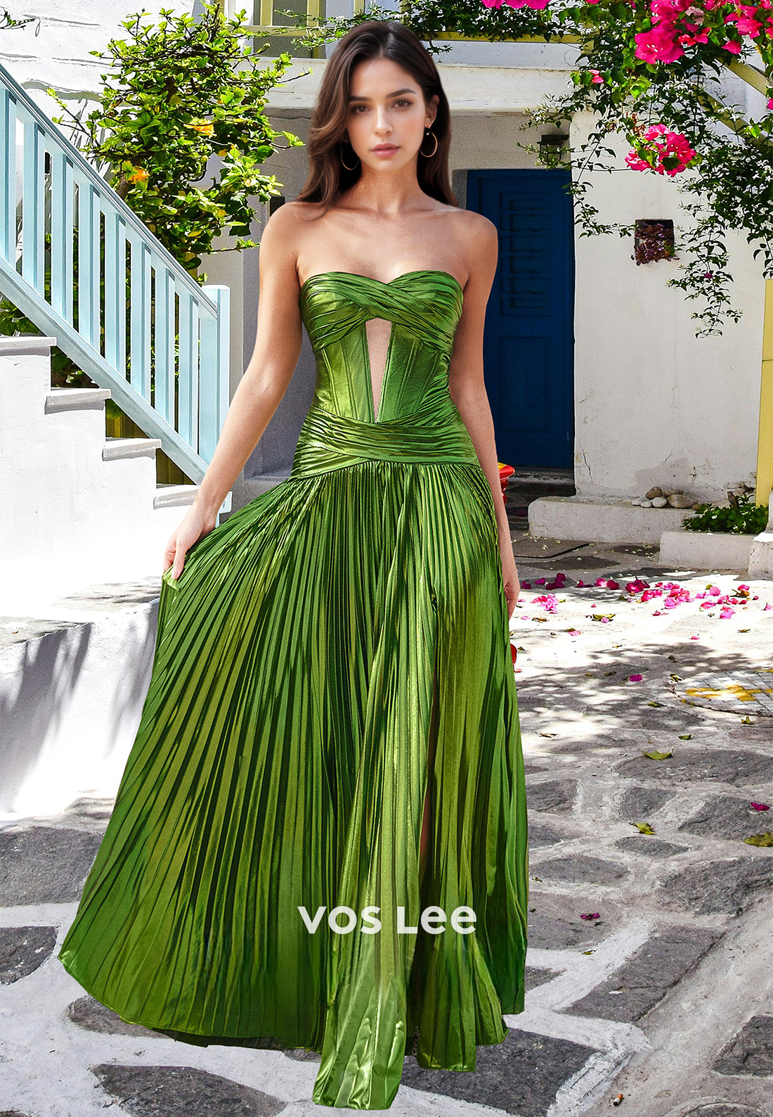 Modest A-Line Sweetheart Sleeveless Sweep Train Pleated Prom Holiday D VOS LEE Modest A-Line Sweetheart Sleeveless Sweep Train Pleated Prom Holiday D VOS LEE