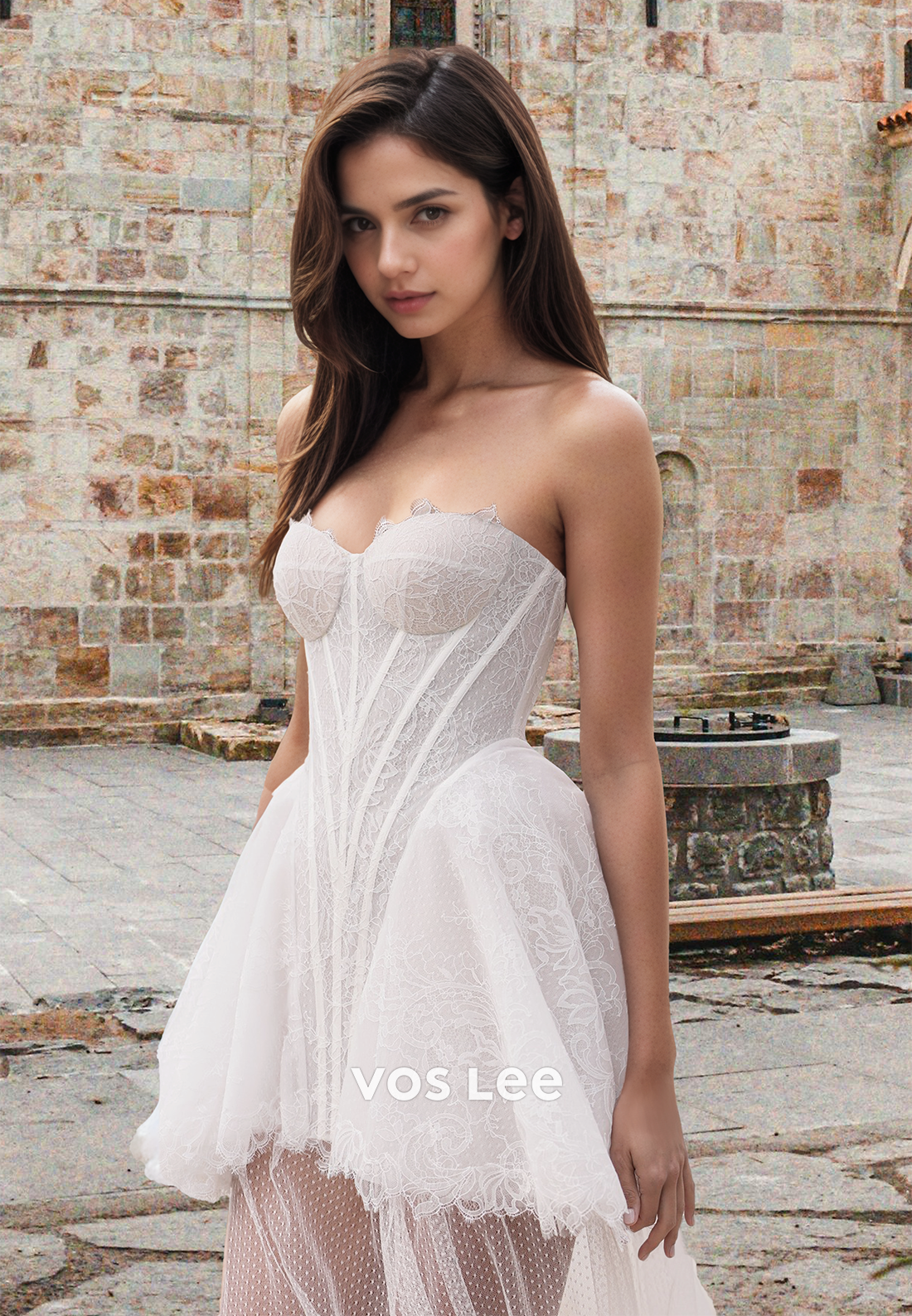 Ornate A-Line Short/Mini Sweetheart Lace Appliques Wedding Guest Dress