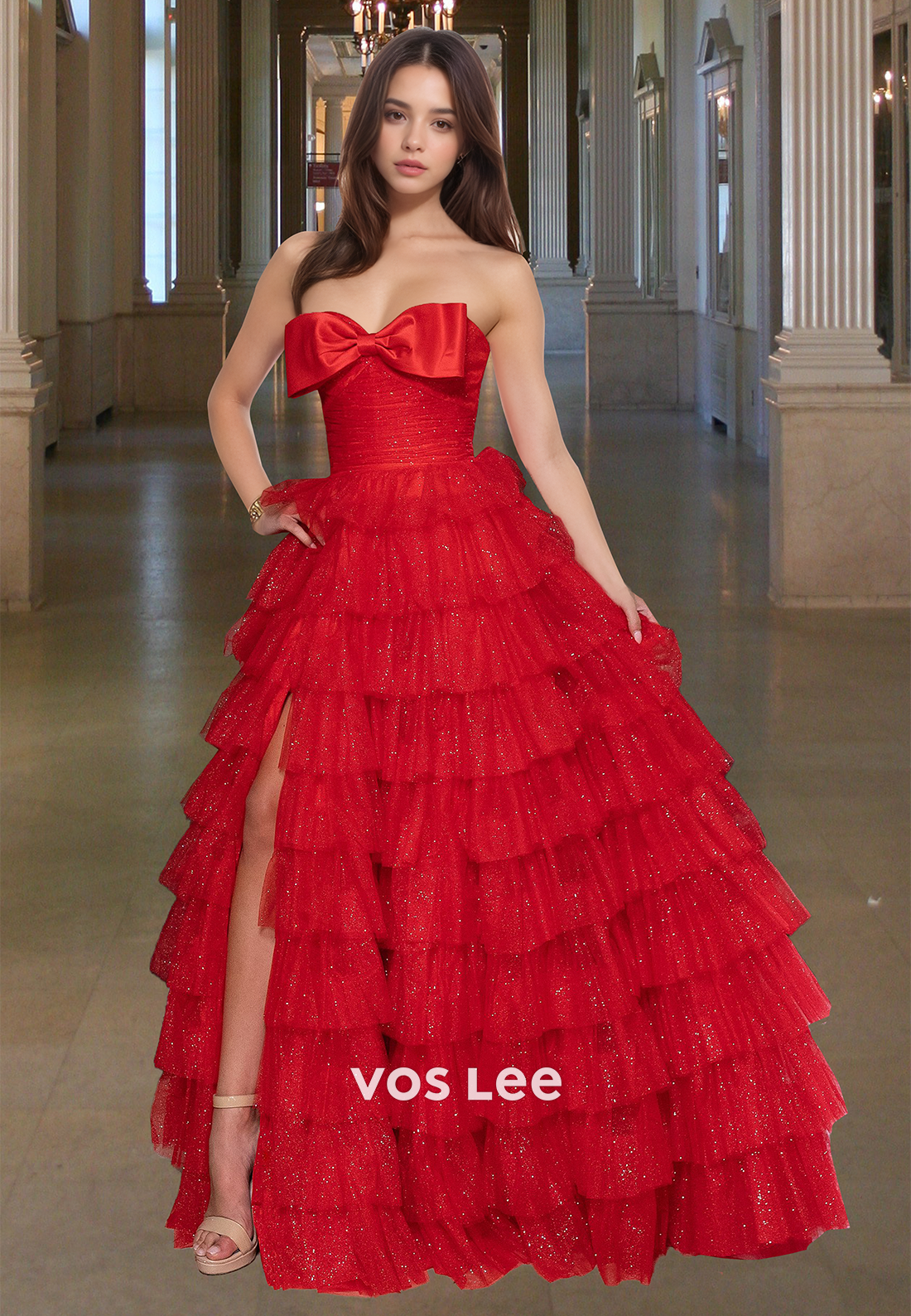 Long Tulle Prom Dress Ruched A-Line Off-Shoulder with Slit Quinceanera Ball Gown