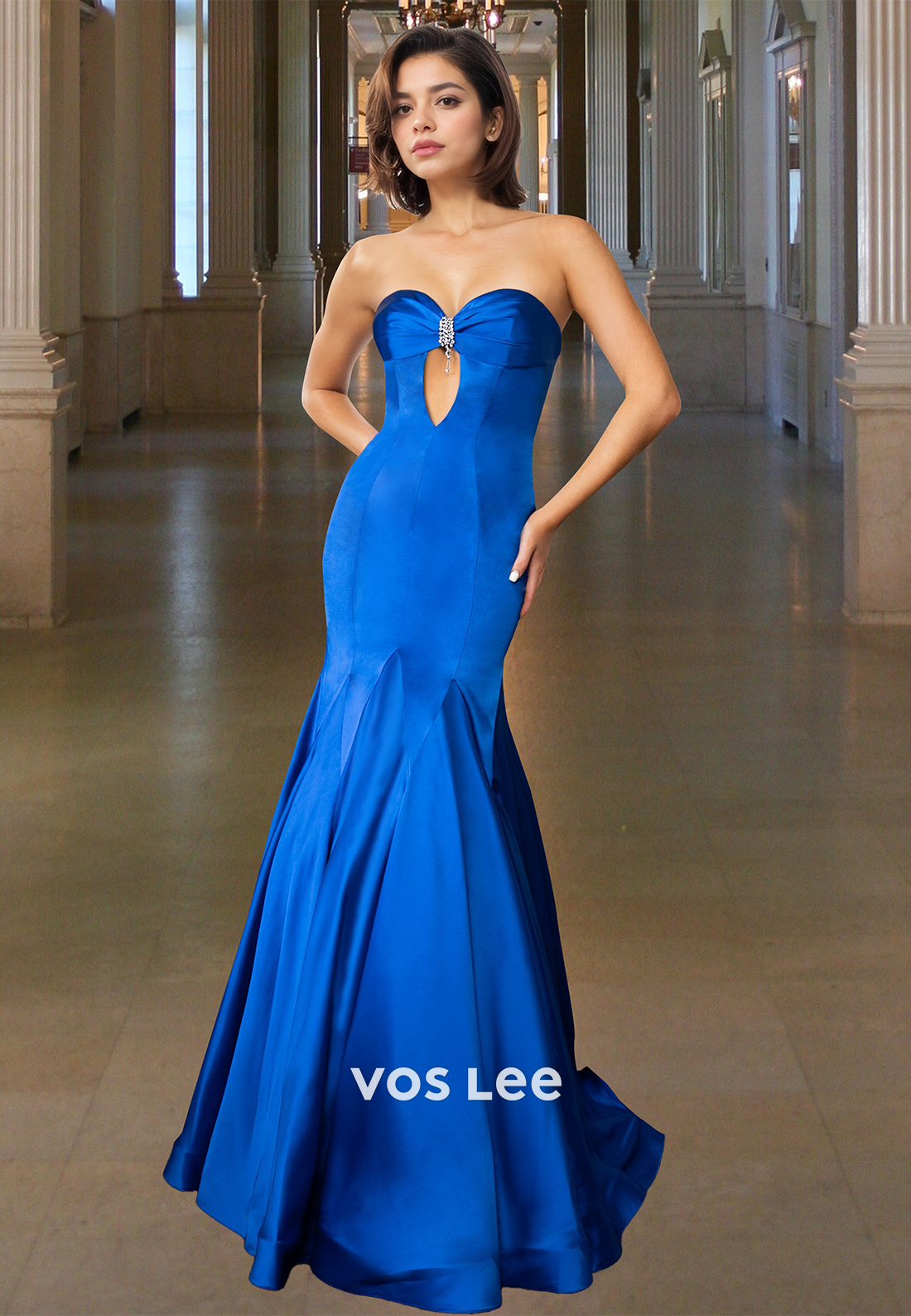 Sexy Solid Strapless Empire Sweetheart Mermaid Satin Evening Dress 2025