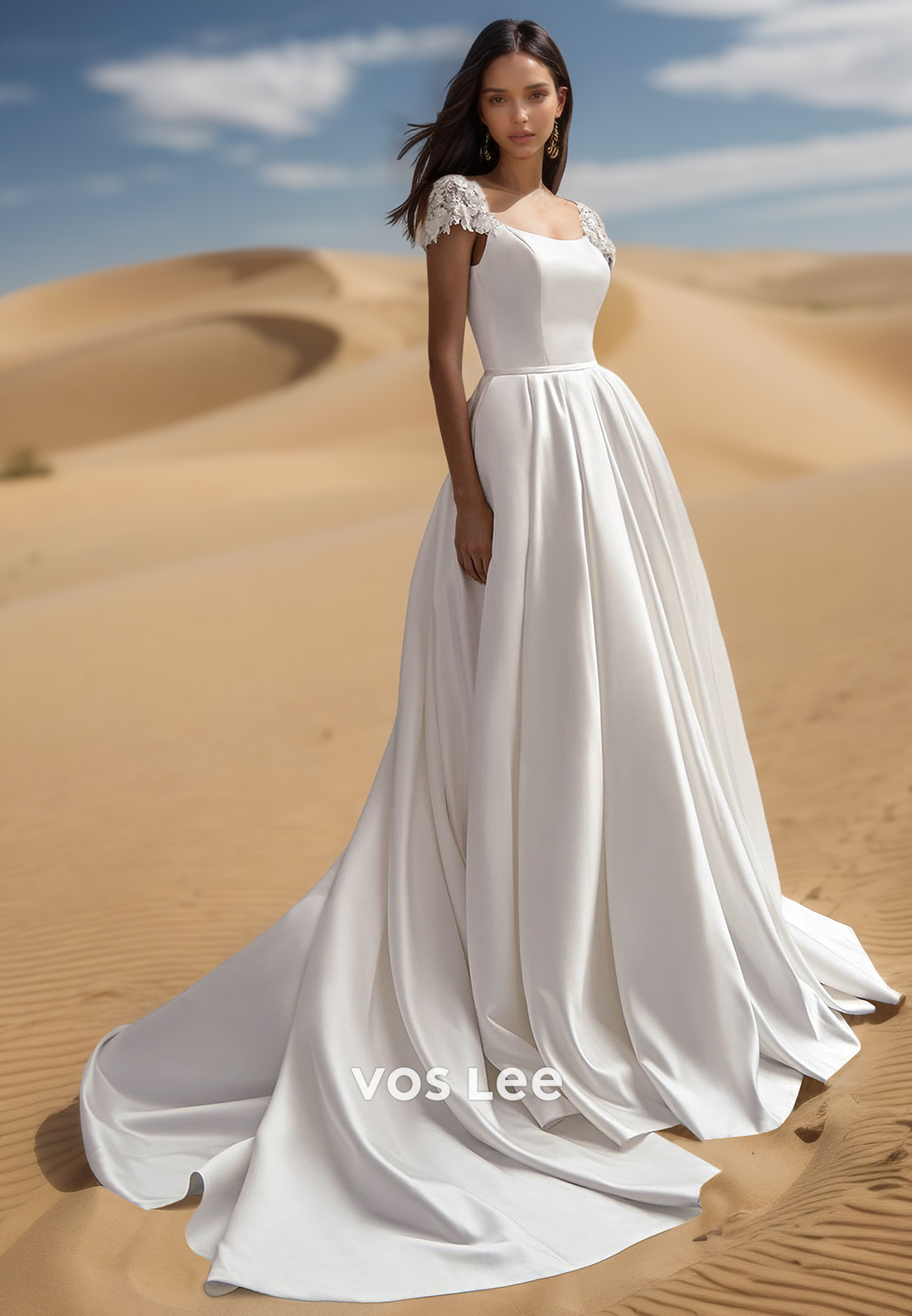 A-Line Lace Applique Short Sleeves Couture Wedding Dresses with pocket A-Line Lace Applique Short Sleeves Couture Wedding Dresses with pocket