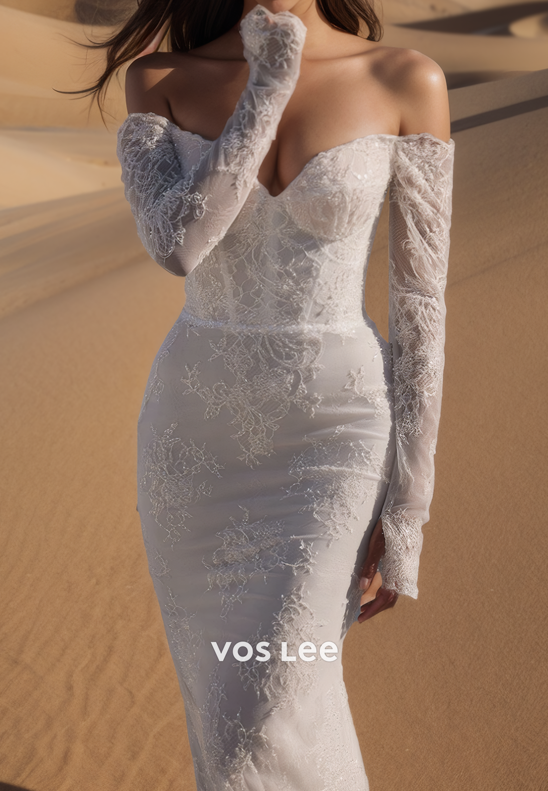 Sexy & Hot Long Sleeves Allover Lace Applique Mermaid Wedding Dresses