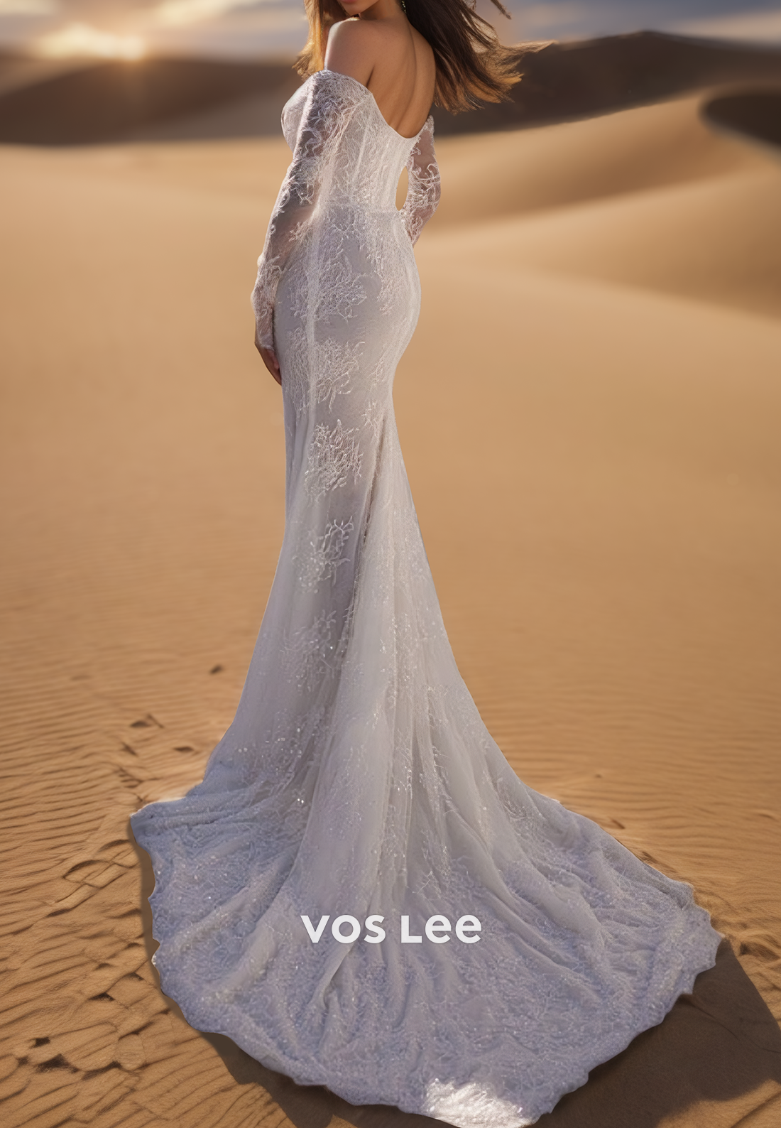 Sexy & Hot Long Sleeves Allover Lace Applique Mermaid Wedding Dresses