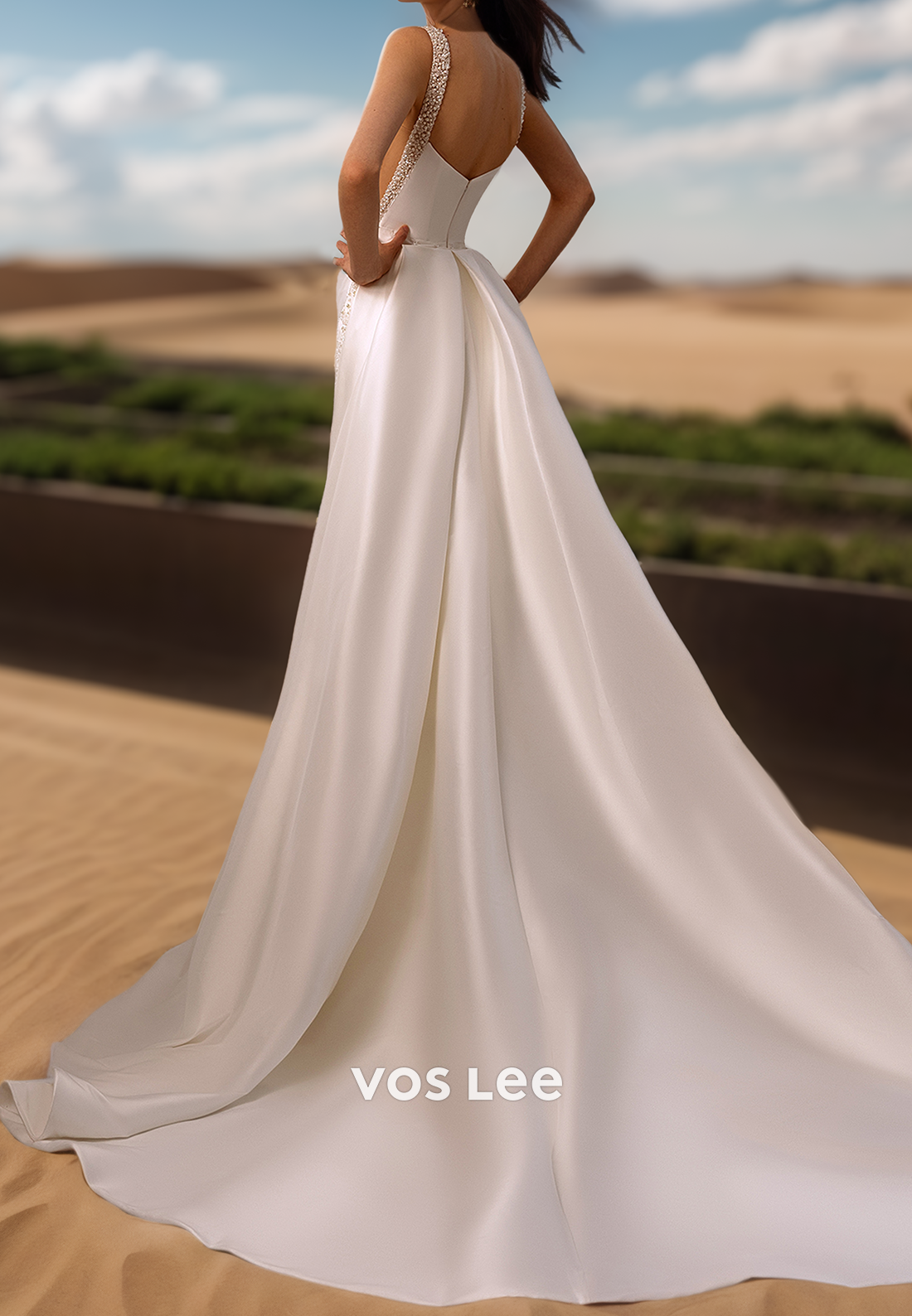 Glamorous & Dramatic Rhinestone Halter Wedding Dresses with Detachable Court Train
