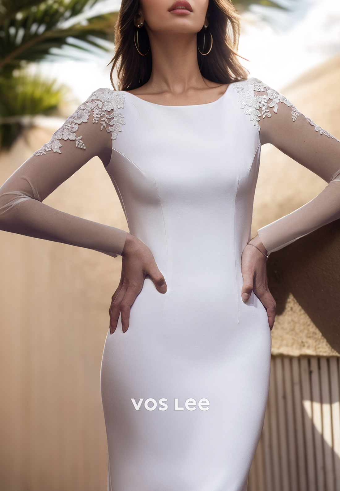 Glamorous & Dramatic Long Sleeves Lace Applique Mermaid Wedding Dresses